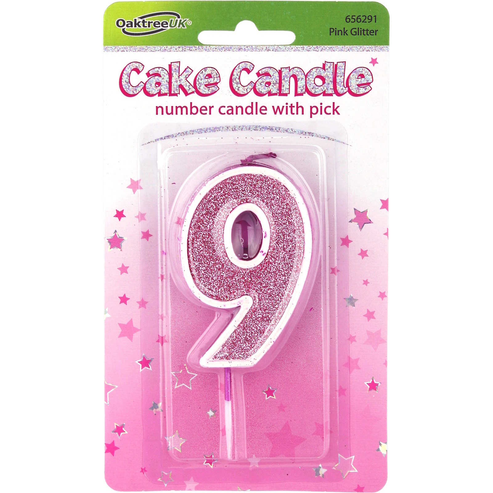 Sparkling Fizz Pink Number 9 Candle 