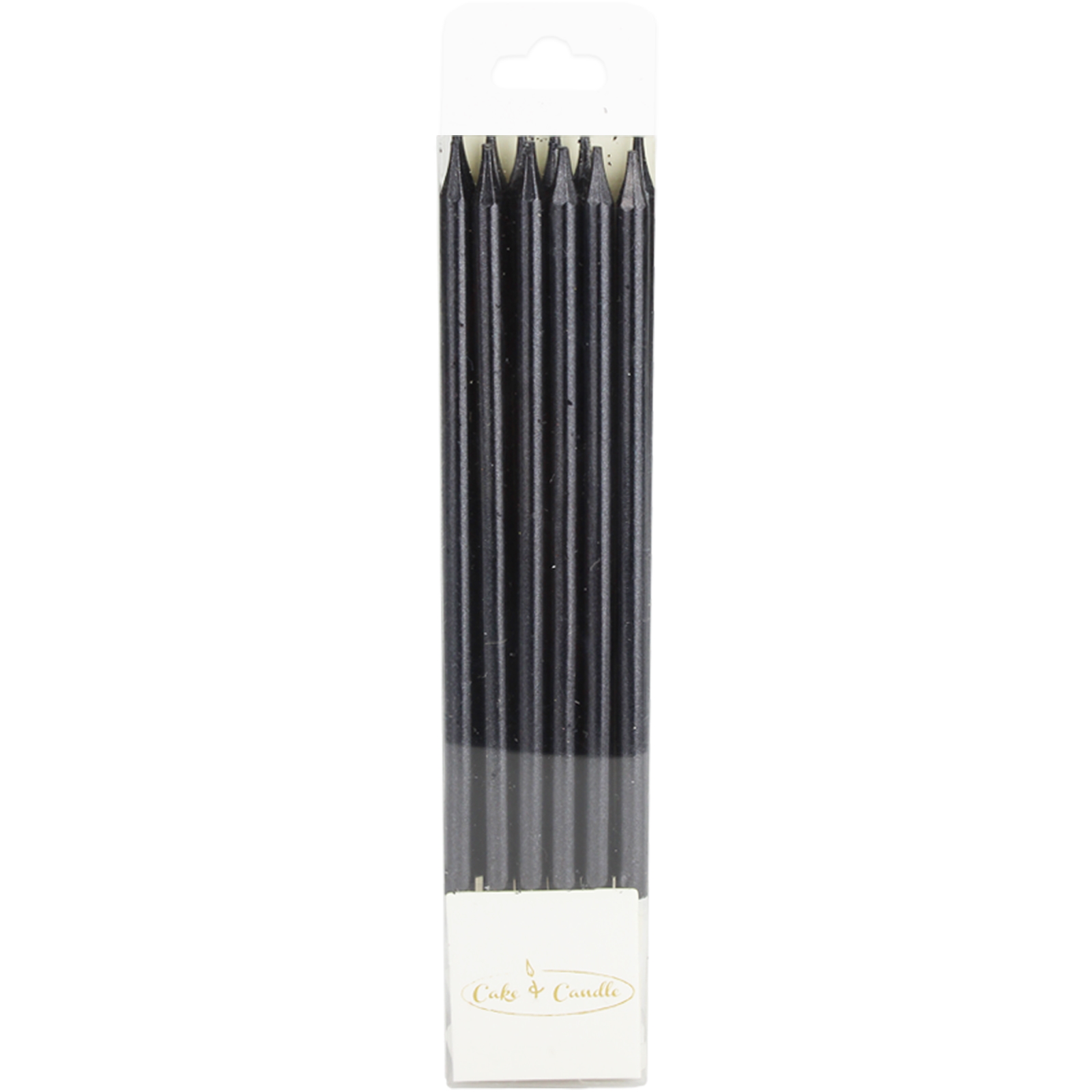 Metallic Black Tall Birthday Candles (Pack of 12)
