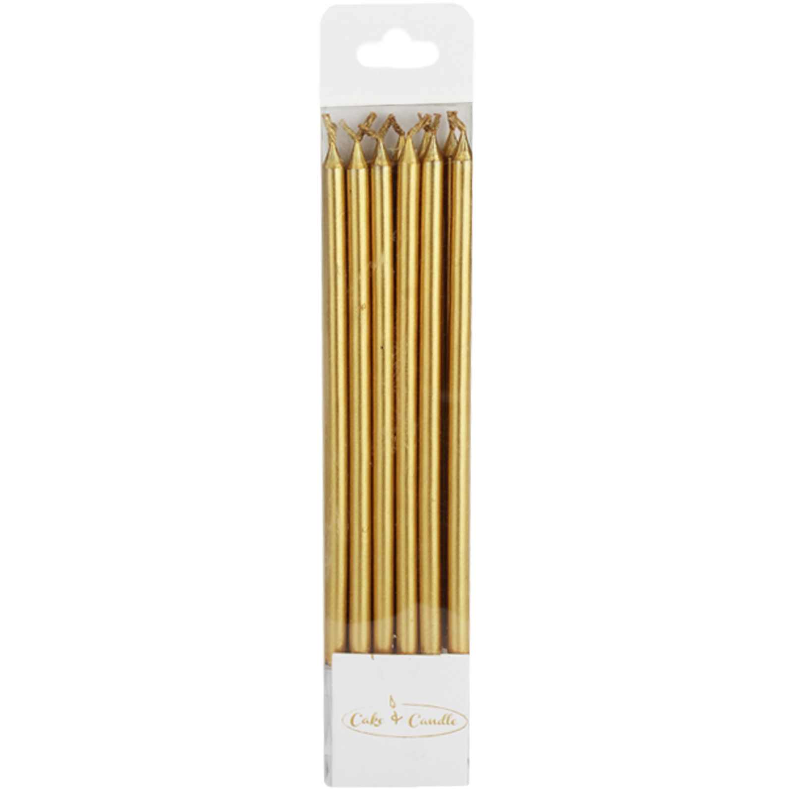 Metallic Gold Tall Birthday Candles (Pack of 12)