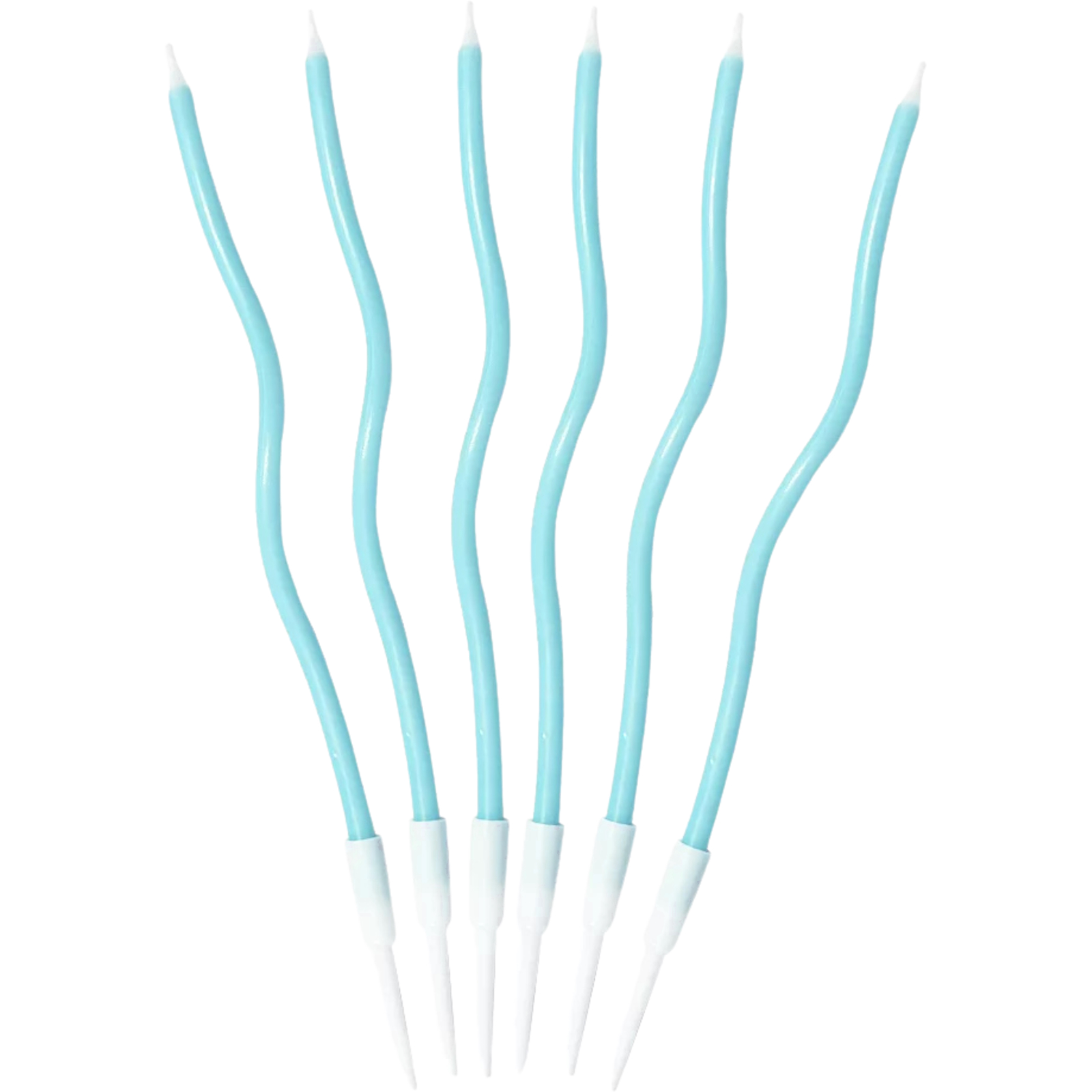 Wavy Light Blue Birthday Candles (Pack of 6)