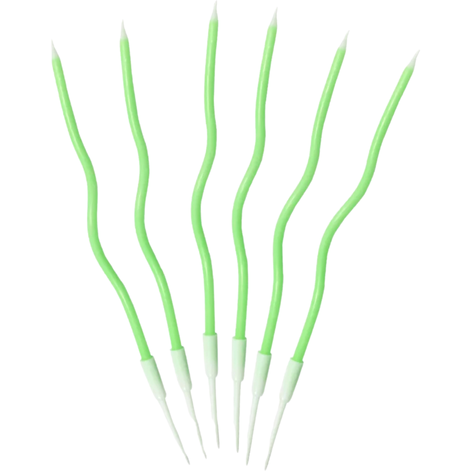 Wavy Lime Green Birthday Candles (Pack of 6)