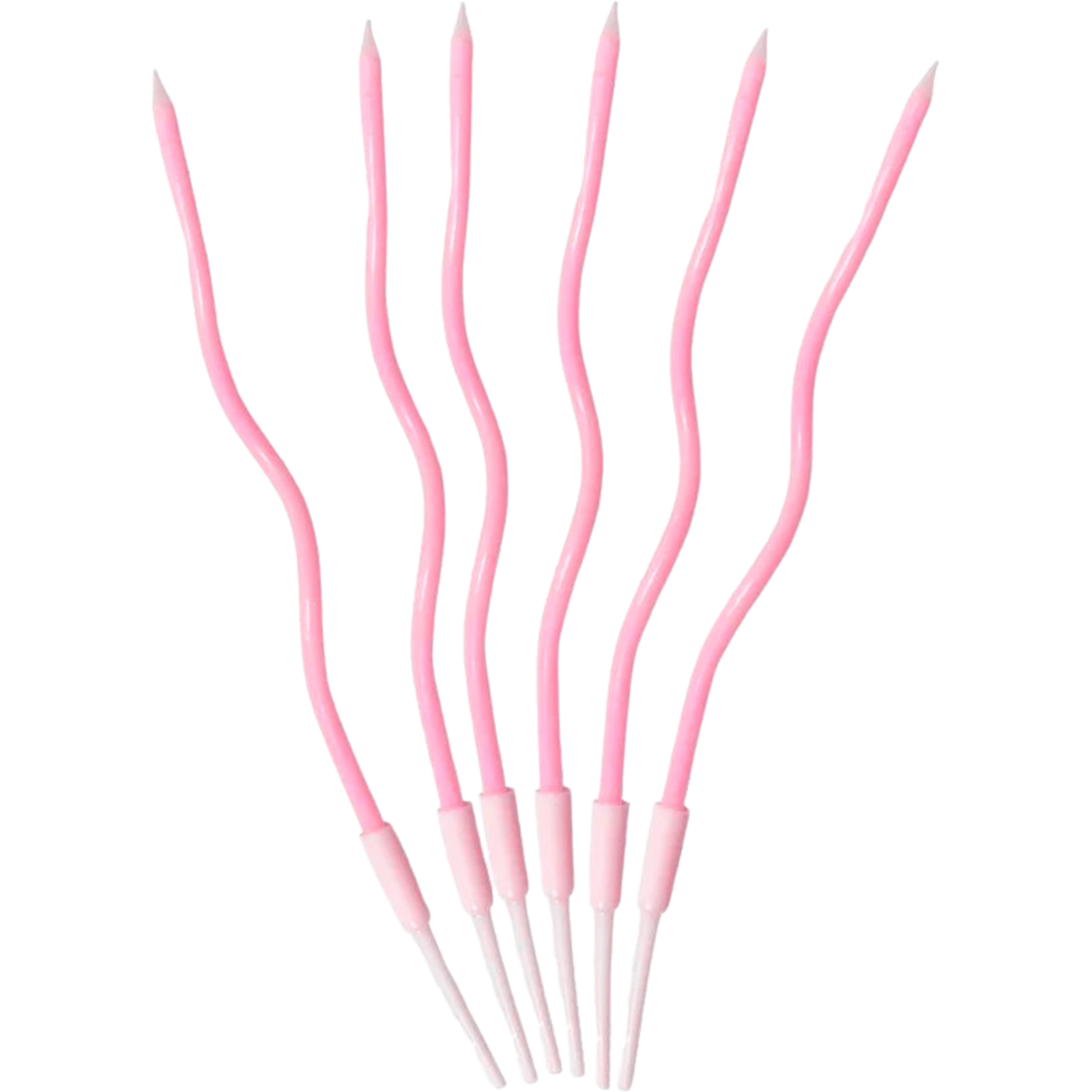 Wavy Pink Birthday Candles (Pack of 6)