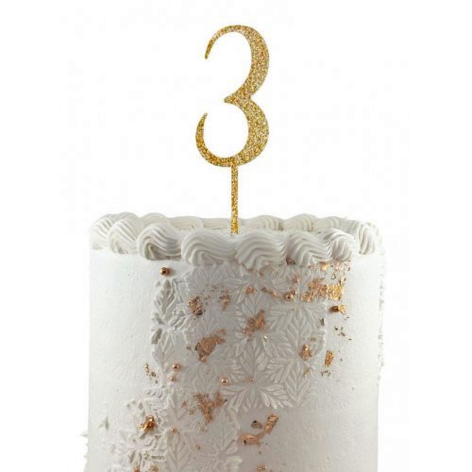 Glitter Gold Acrylic Number 3 Cake Topper