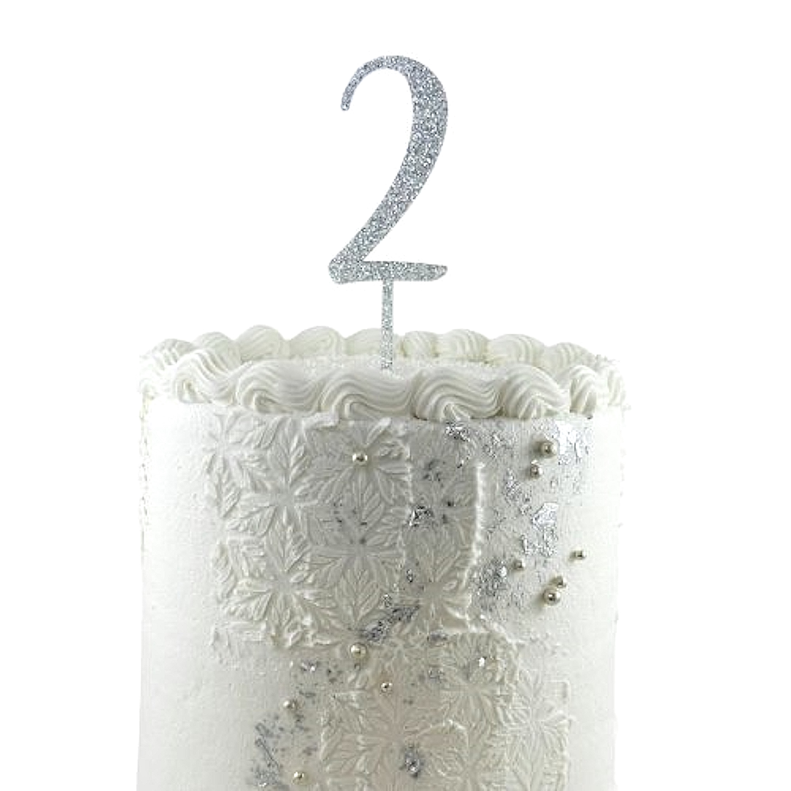 Glitter Silver Acrylic Number 2 Cake Topper