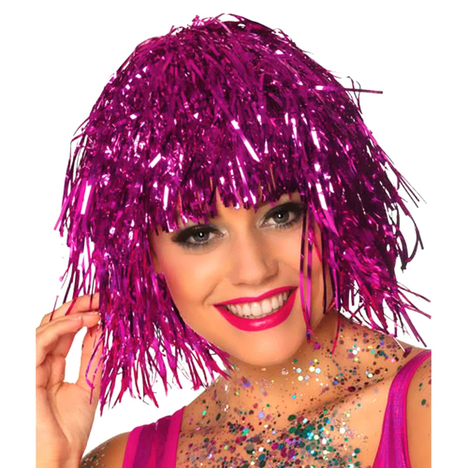 Pink Tinsel Wig