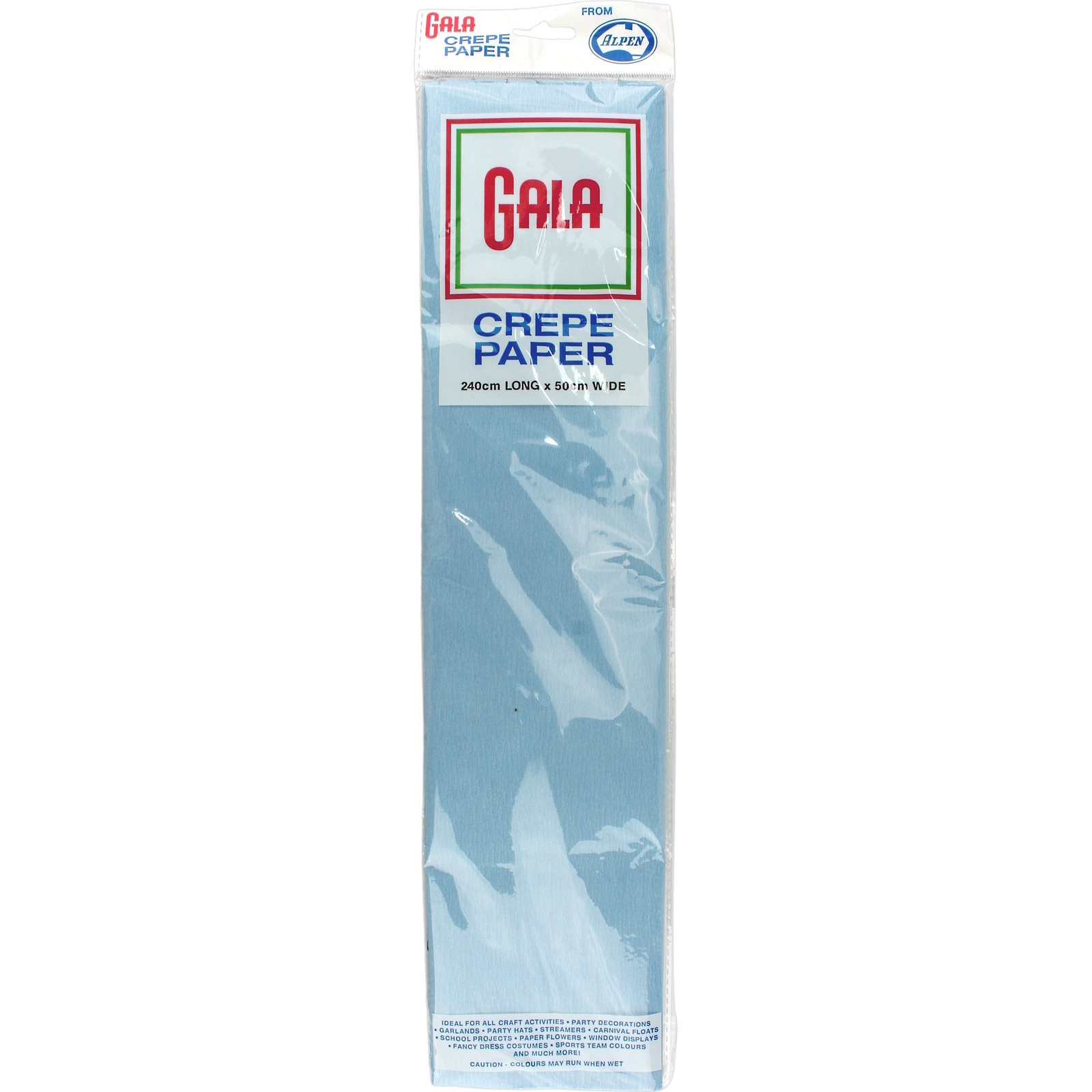 Gala Sky Blue Crepe Paper 240cm x 50cm (1 Sheet)
