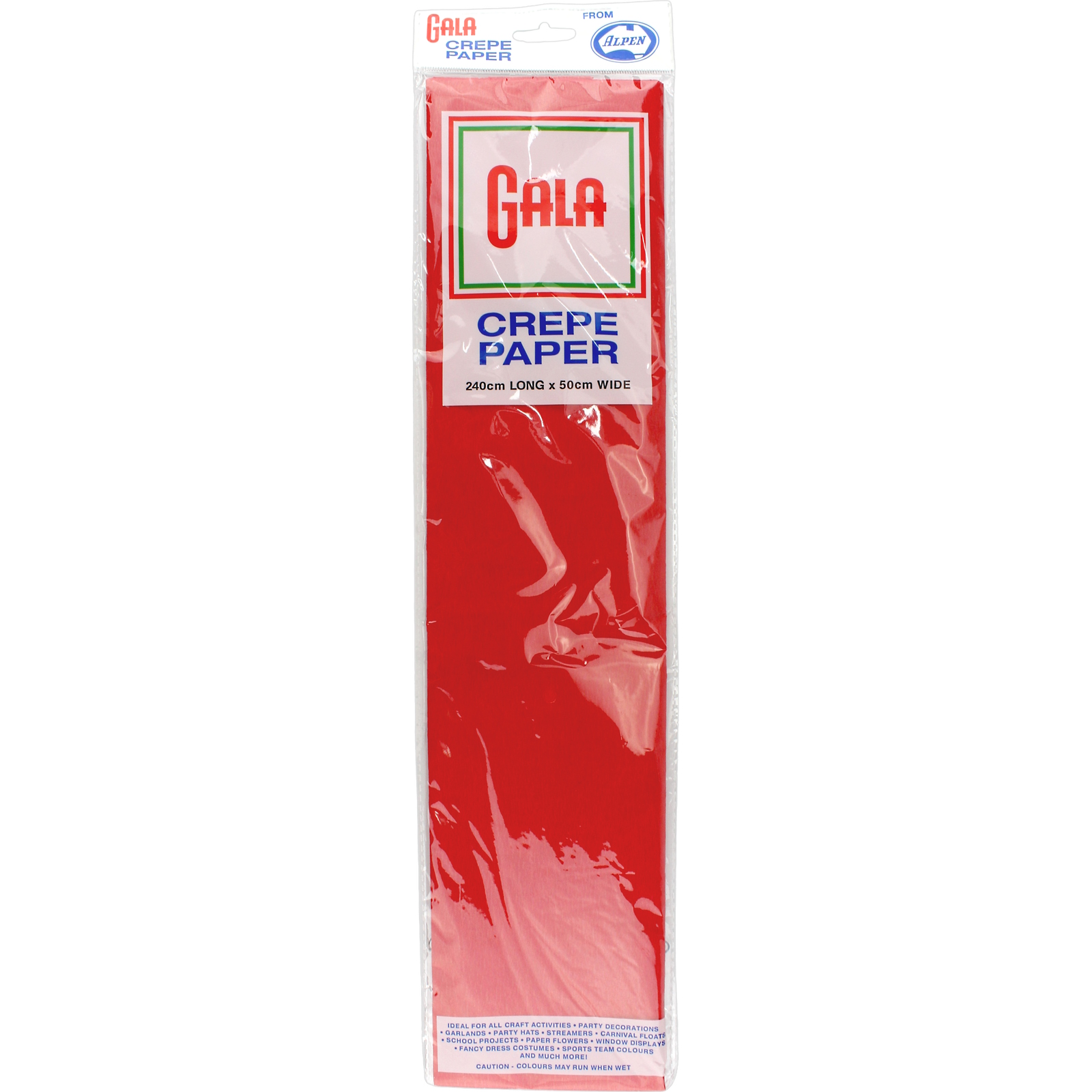 Gala Red Crepe Paper 240cm x 50cm (1 Sheet)