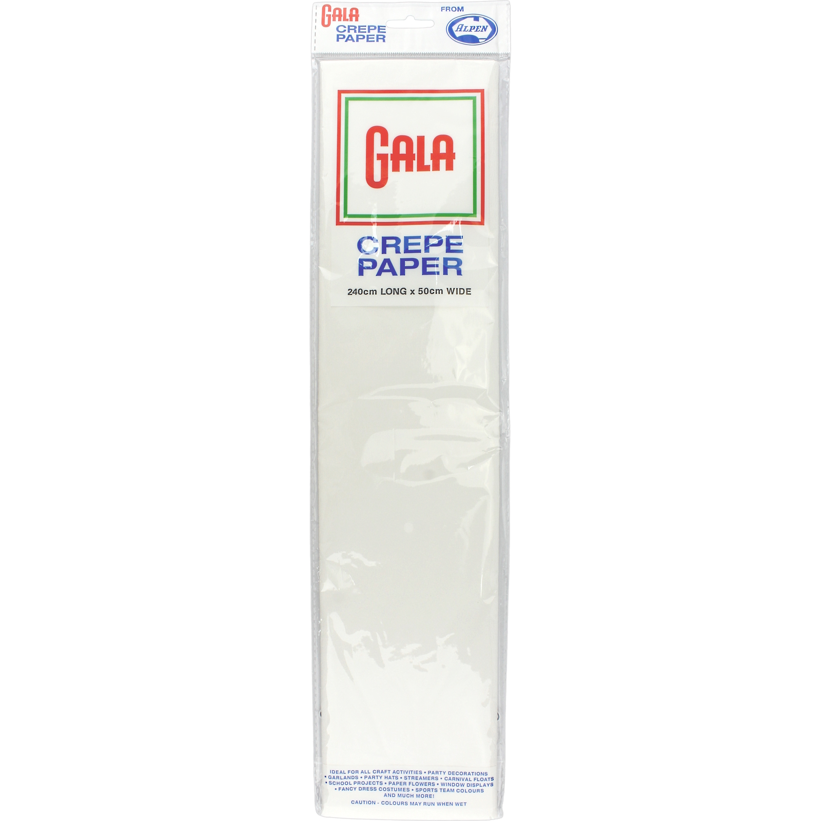 Gala White Crepe Paper 240cm x 50cm (1 Sheet)