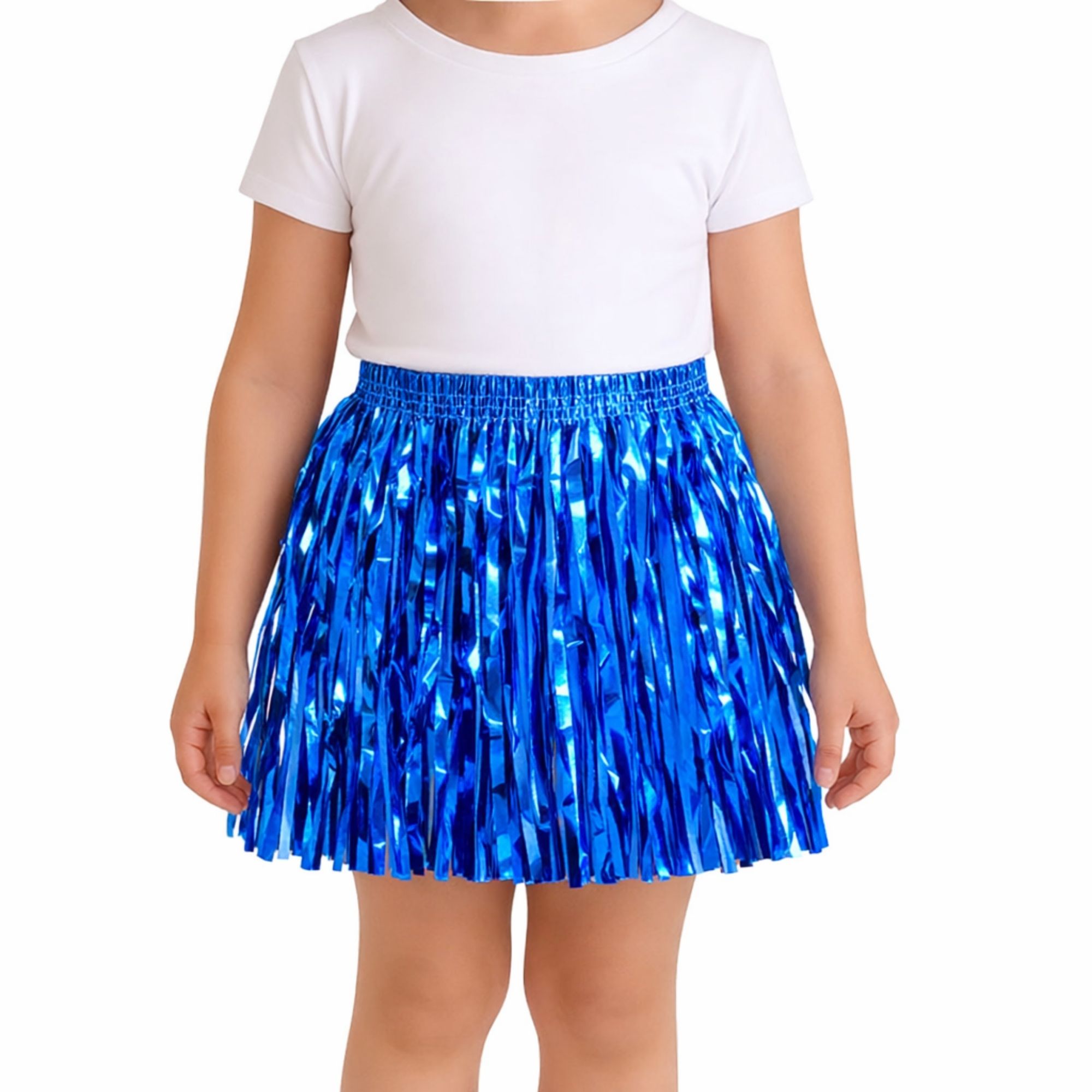 Kids Royal Blue Metallic Tinsel Fringe Skirt
