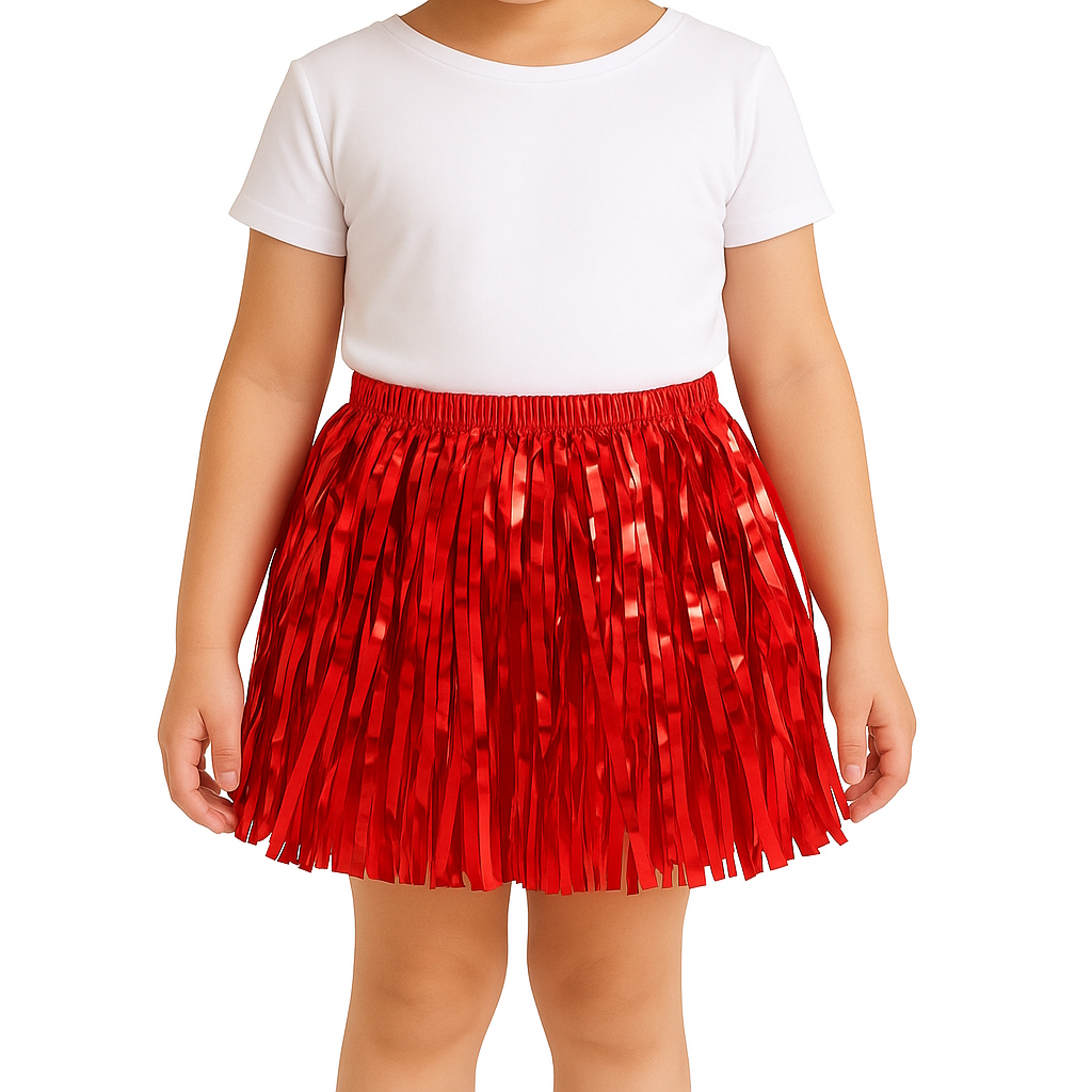 Kids Red Metallic Tinsel Fringe Skirt