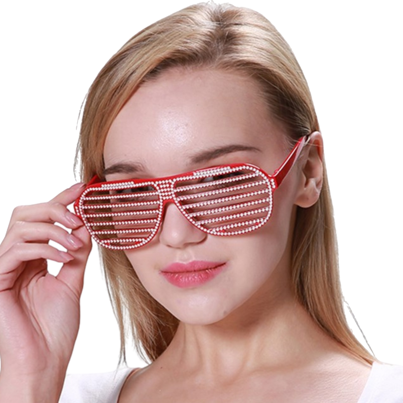 Red Bling Shutter Shade Glasses