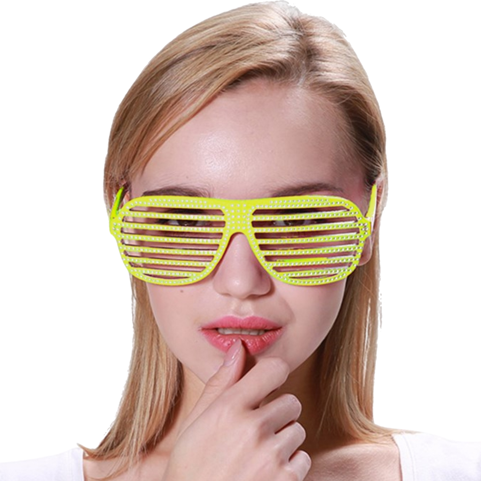Yellow Bling Shutter Shade Glasses