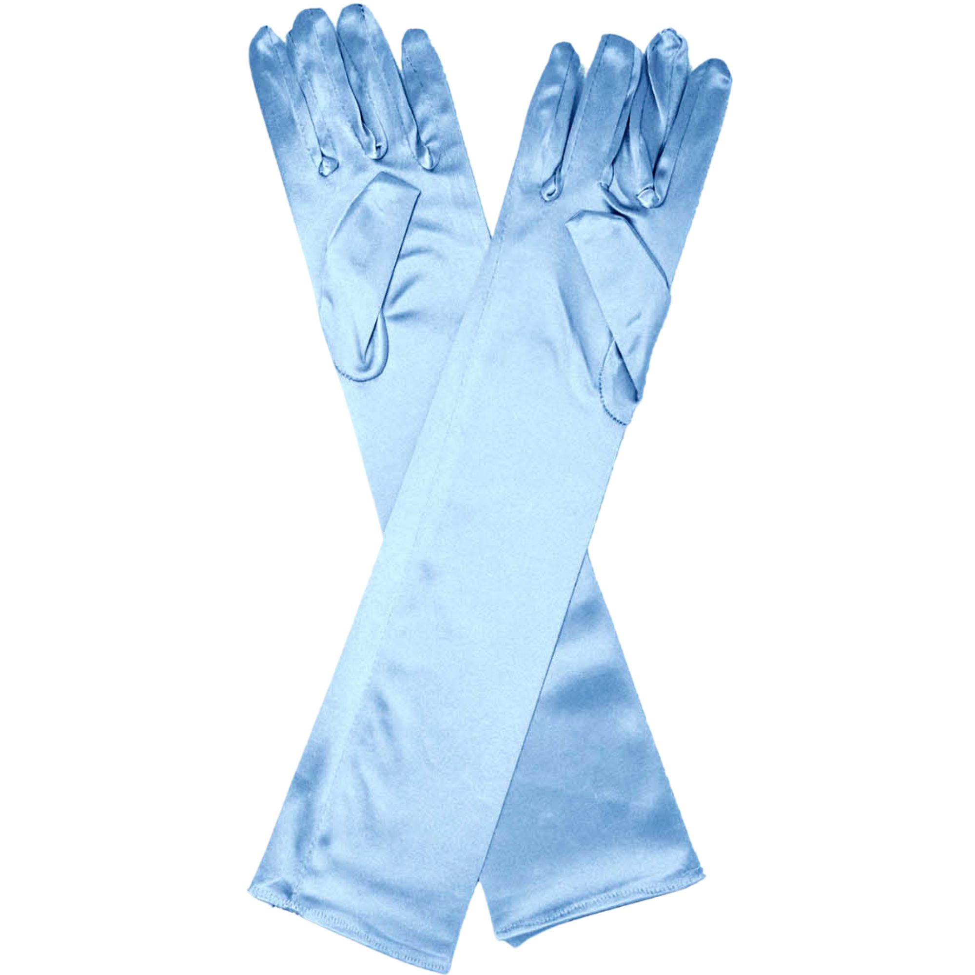 Adult Long Light Blue Satin Gloves 