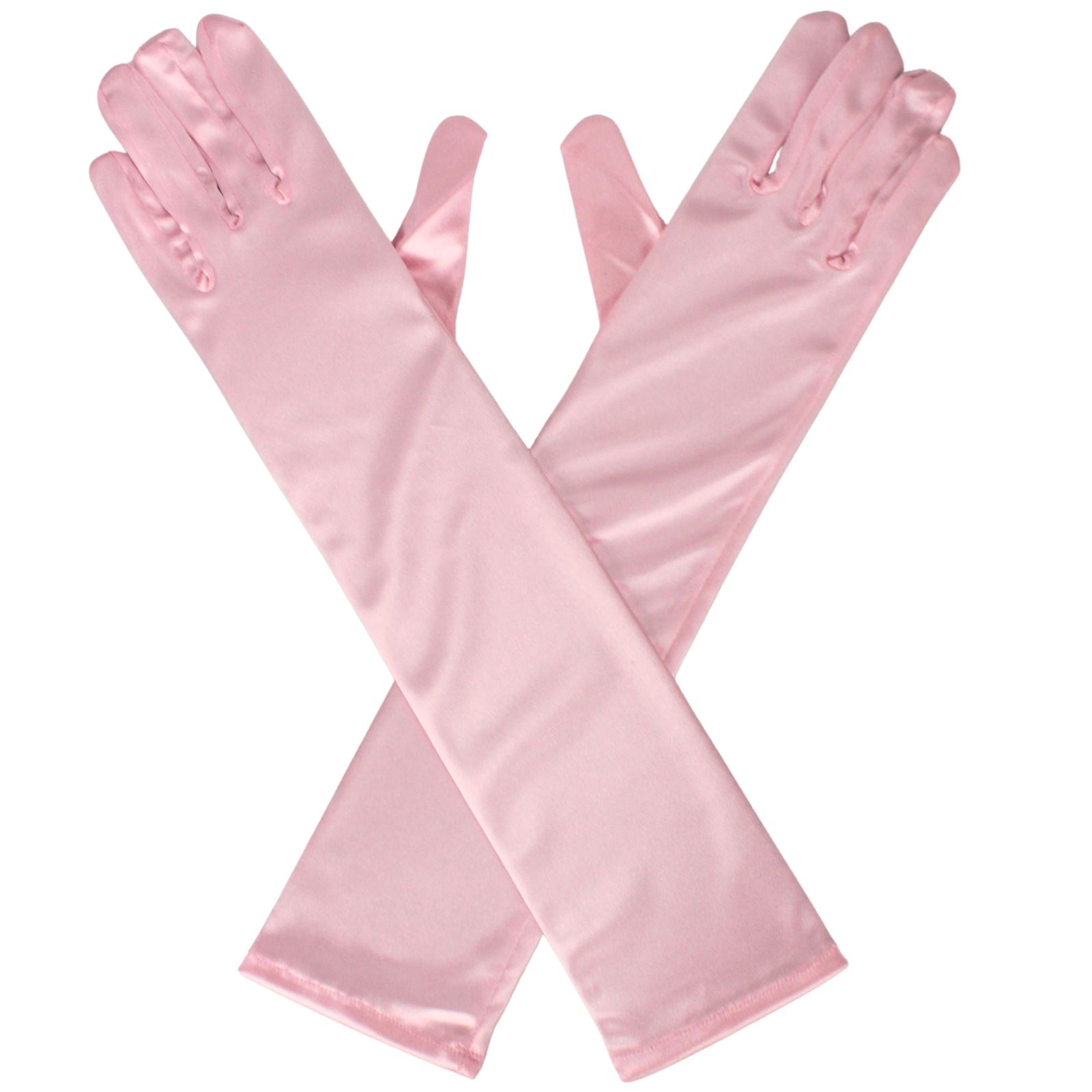Adult Long Light Pink Satin Gloves