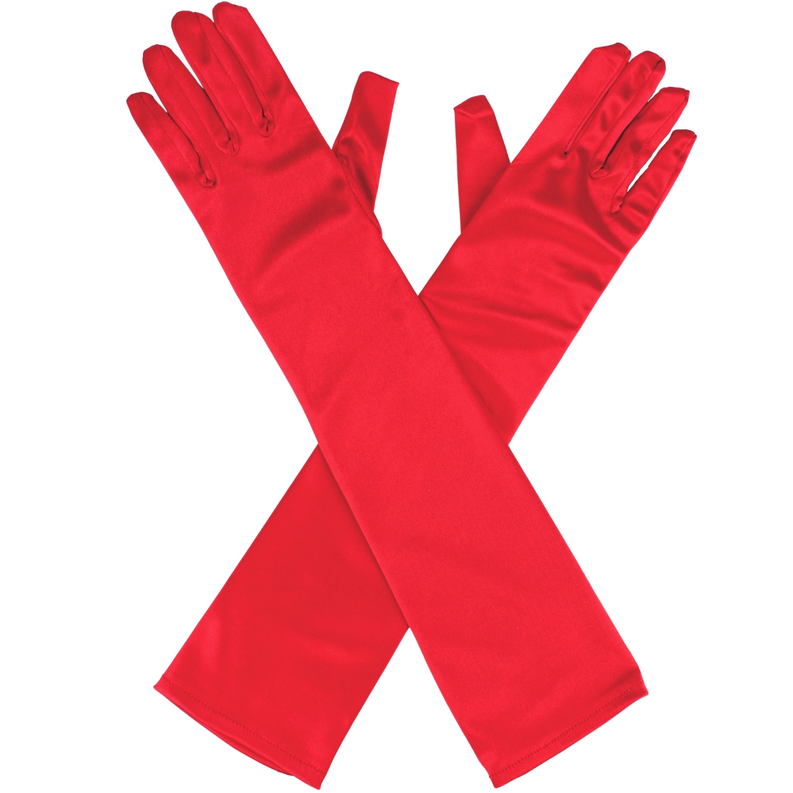 Adult Long Red Satin Gloves