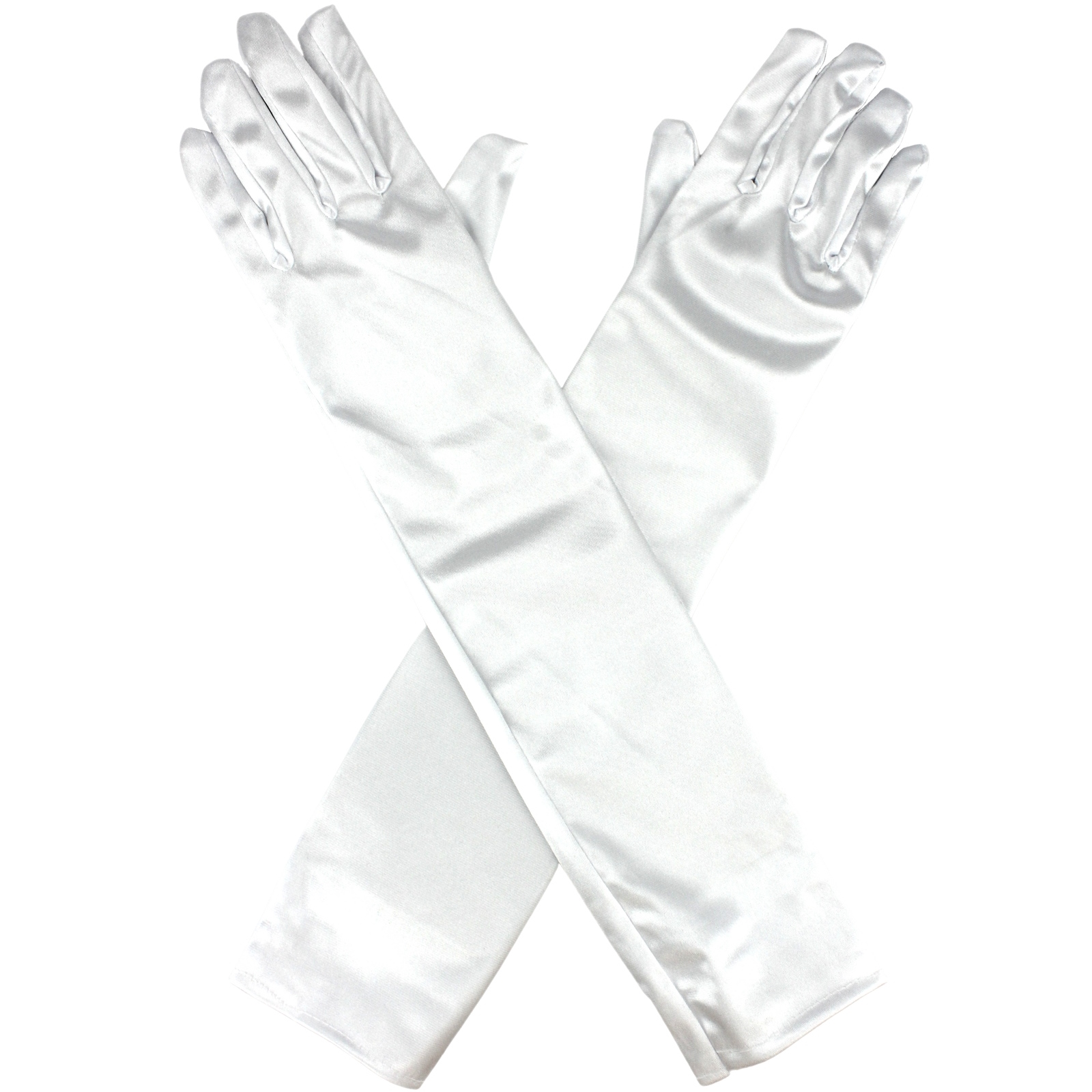 Adult Long White Satin Gloves 