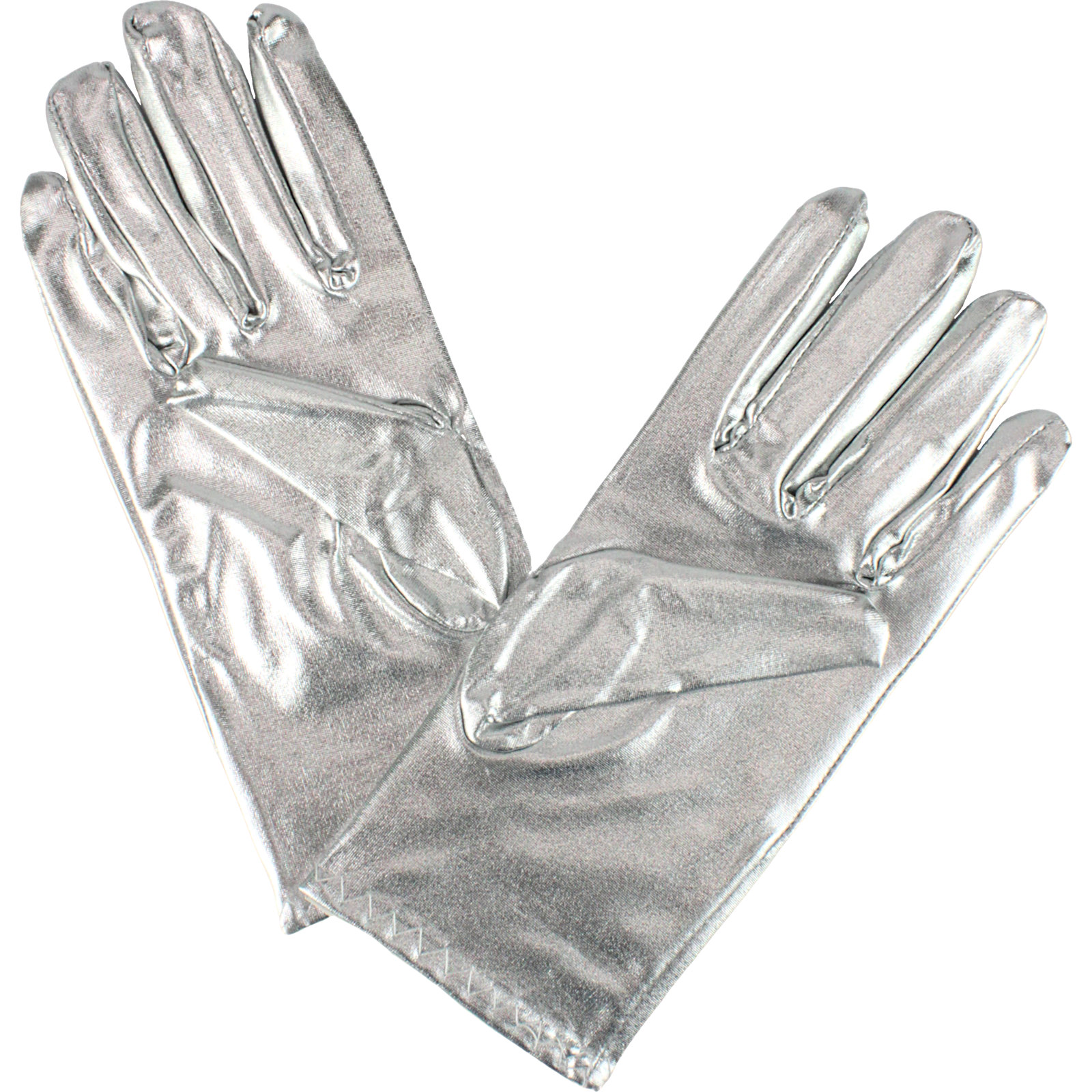 Adult Short Metallic Silver Gloves 