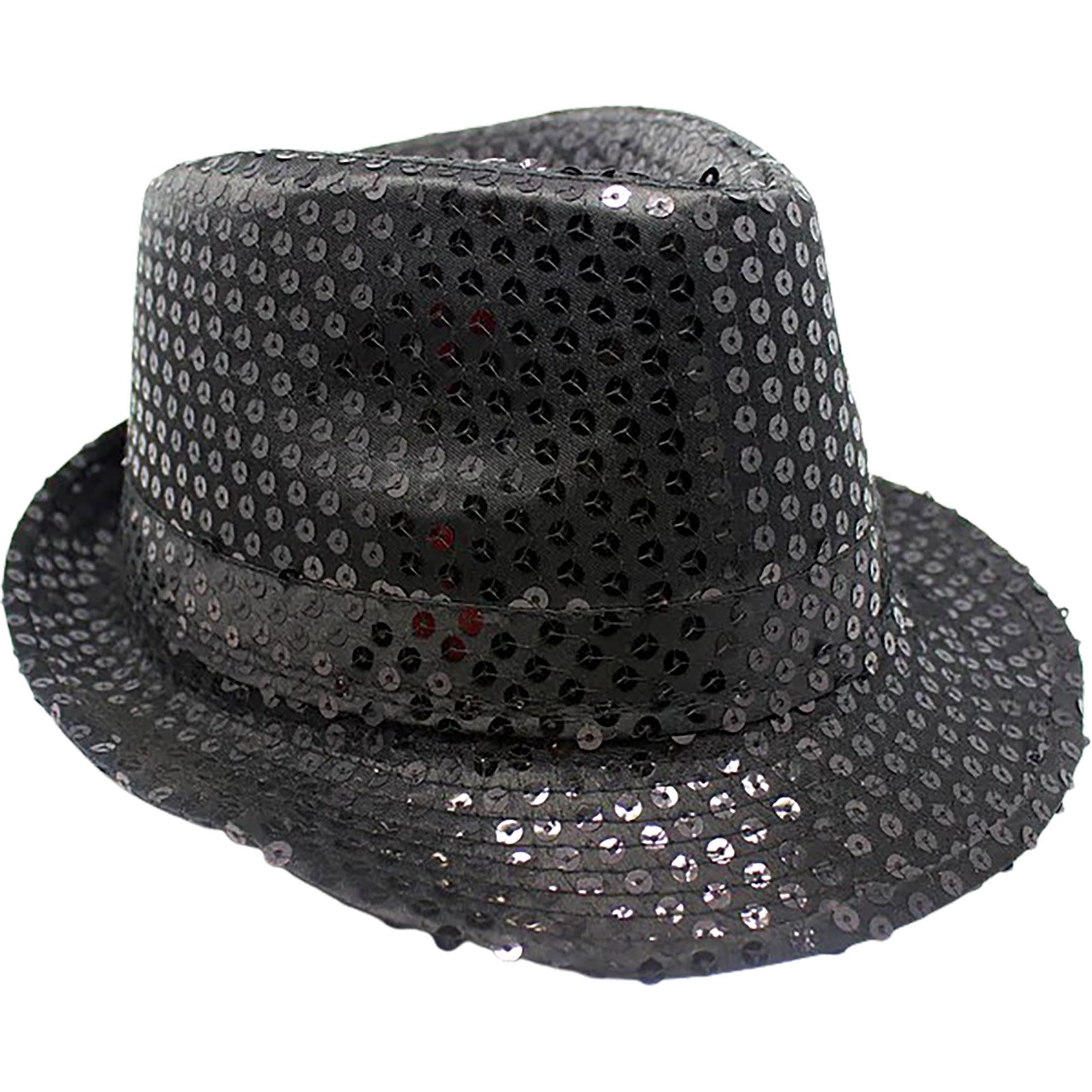 Adult Black Sequin Trilby Hat