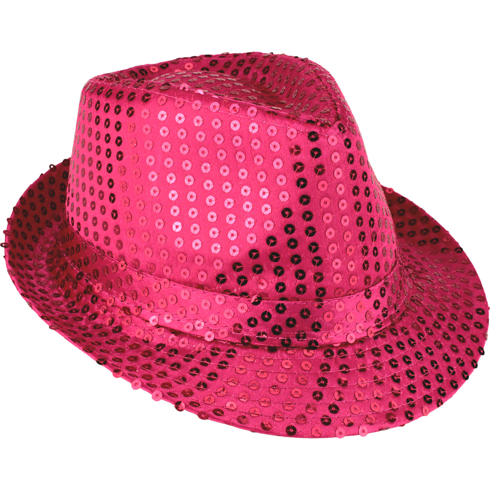 Adult Hot Pink Sequin Trilby Hat