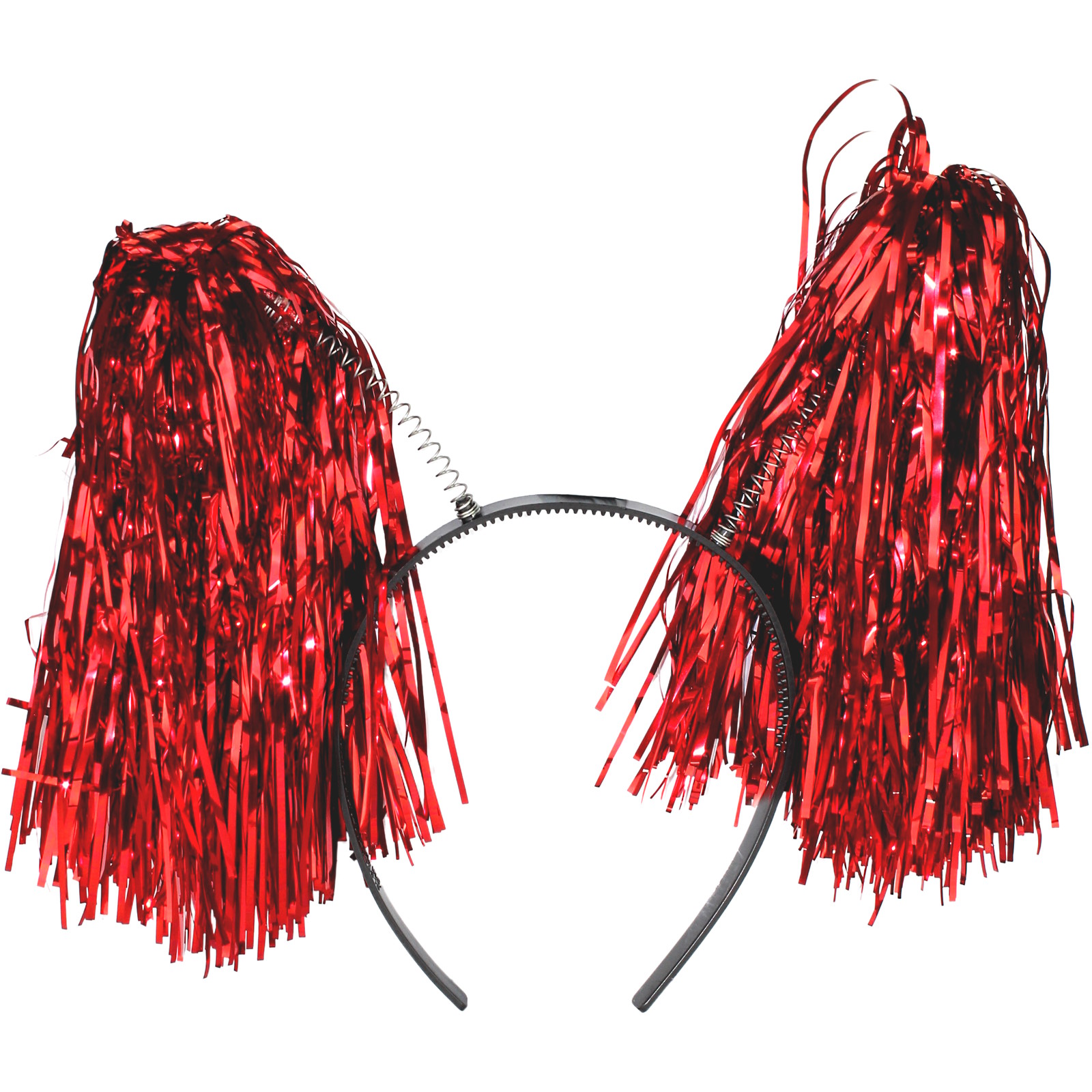 Red Tinsel Pom Pom Headbopper Headband