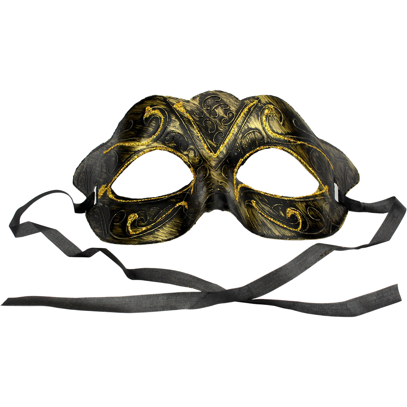 Adults Black & Gold Glitter Masquerade Mask