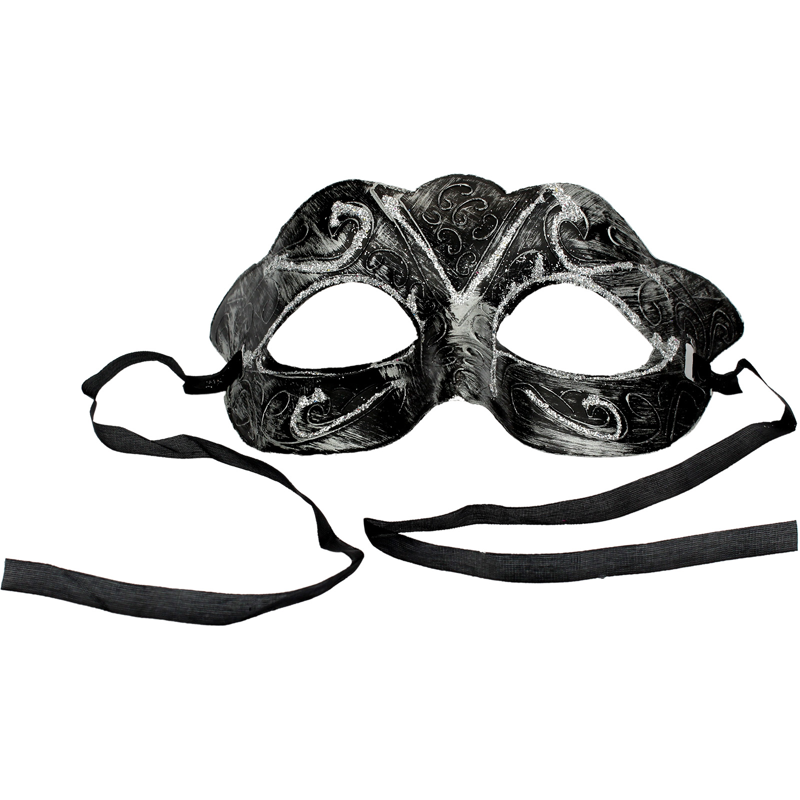 Adult Black & Silver Glitter Masquerade Mask