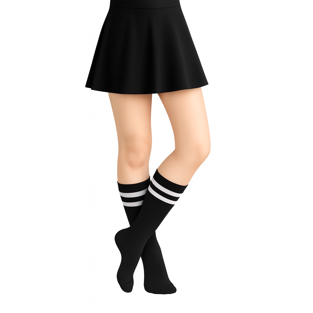 Black And White Striped Crew Socks (1 Pair)