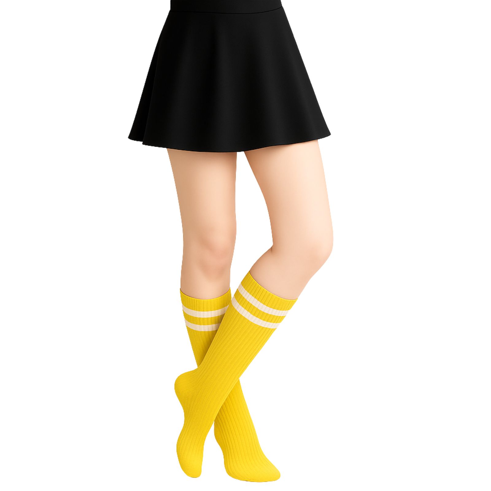 Yellow And White Striped Crew Socks (1 Pair)