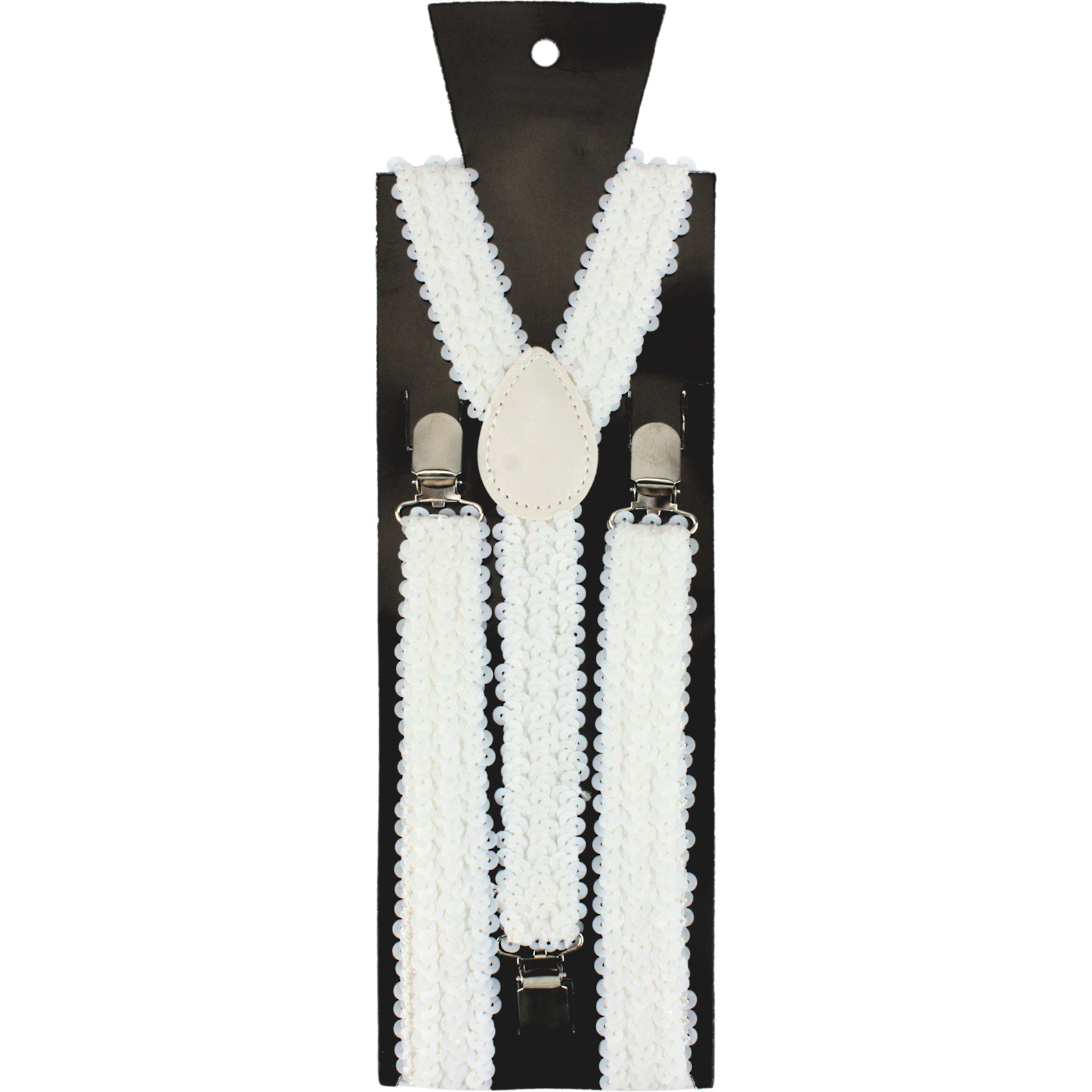 White Sequin Suspender Braces