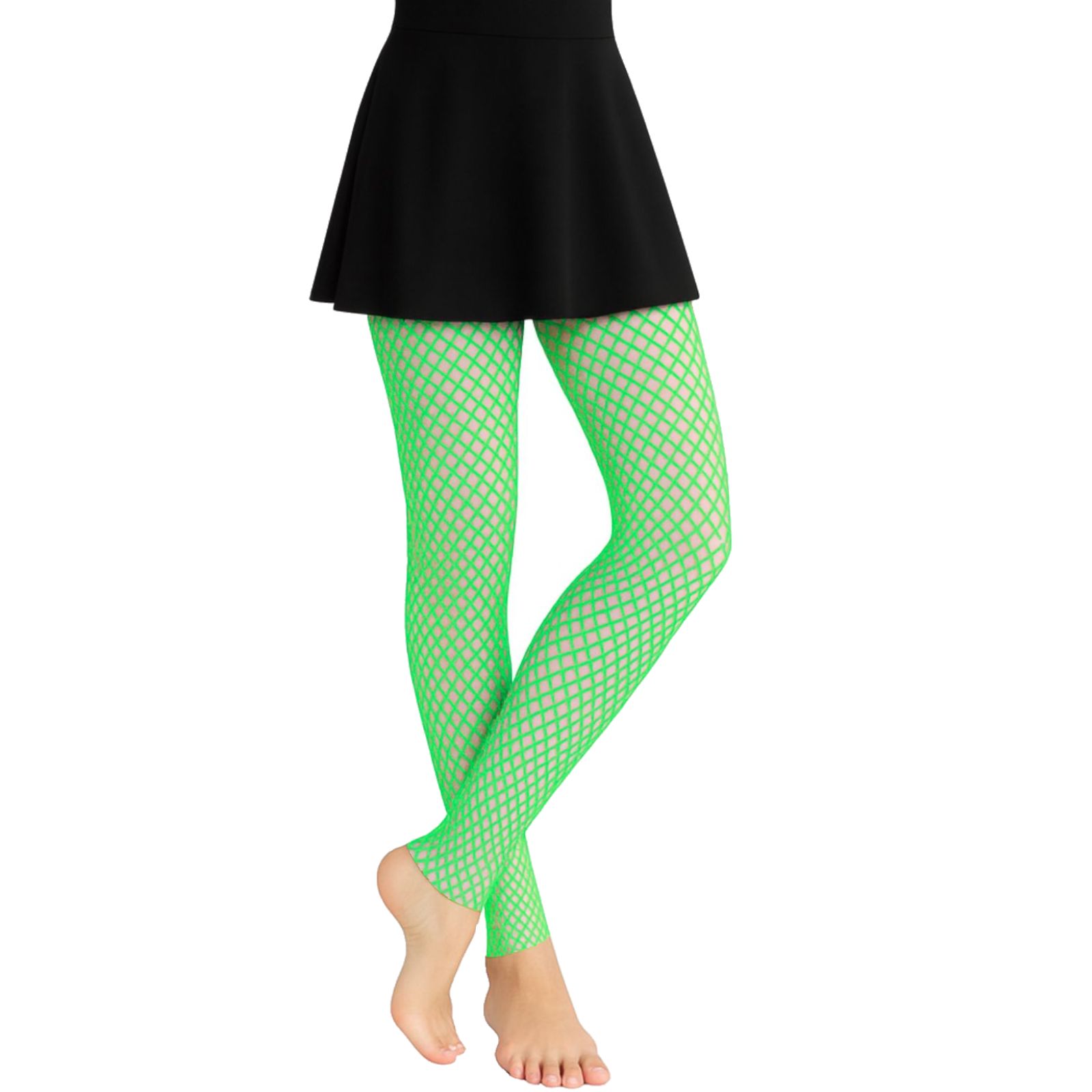 Neon Green Footless Fishnet Tights