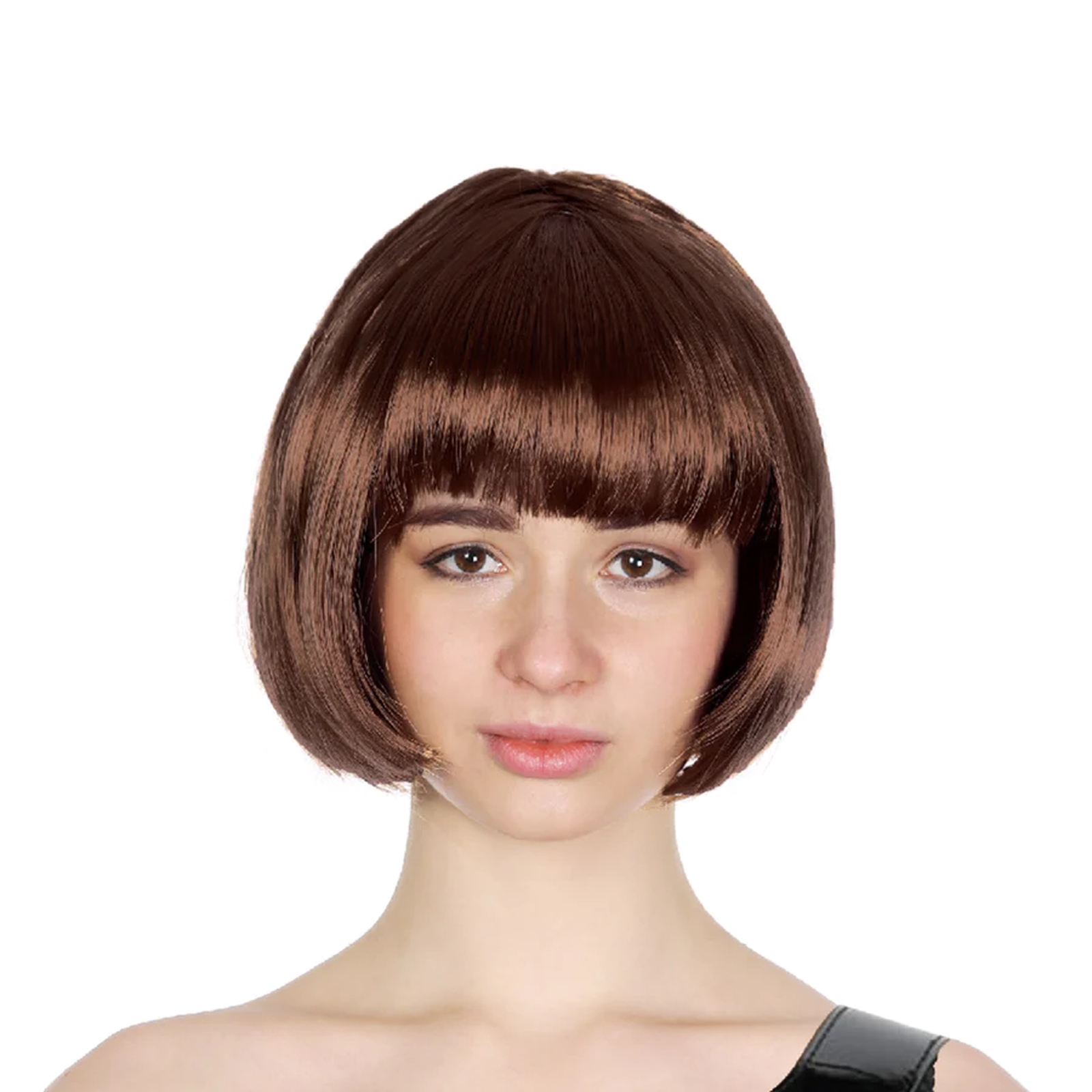 Dark Brown Bob Wig With Fringe