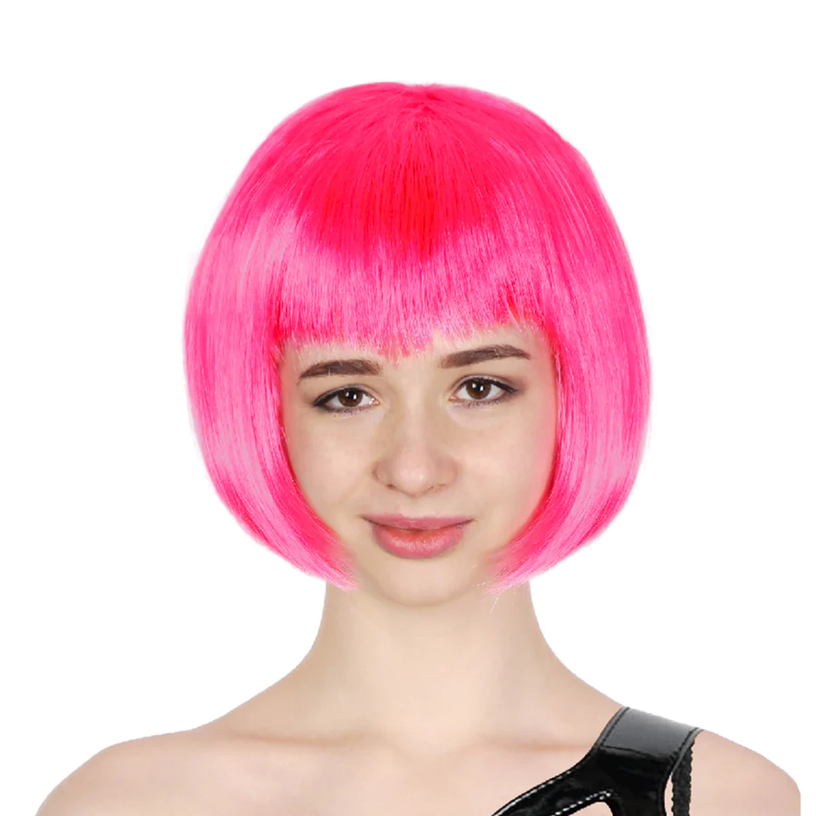 Hot Pink Bob Wig With Fringe