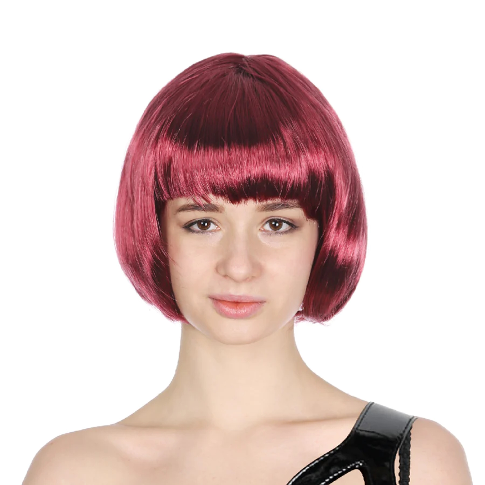 Burgundy Bob Wig With Fringe