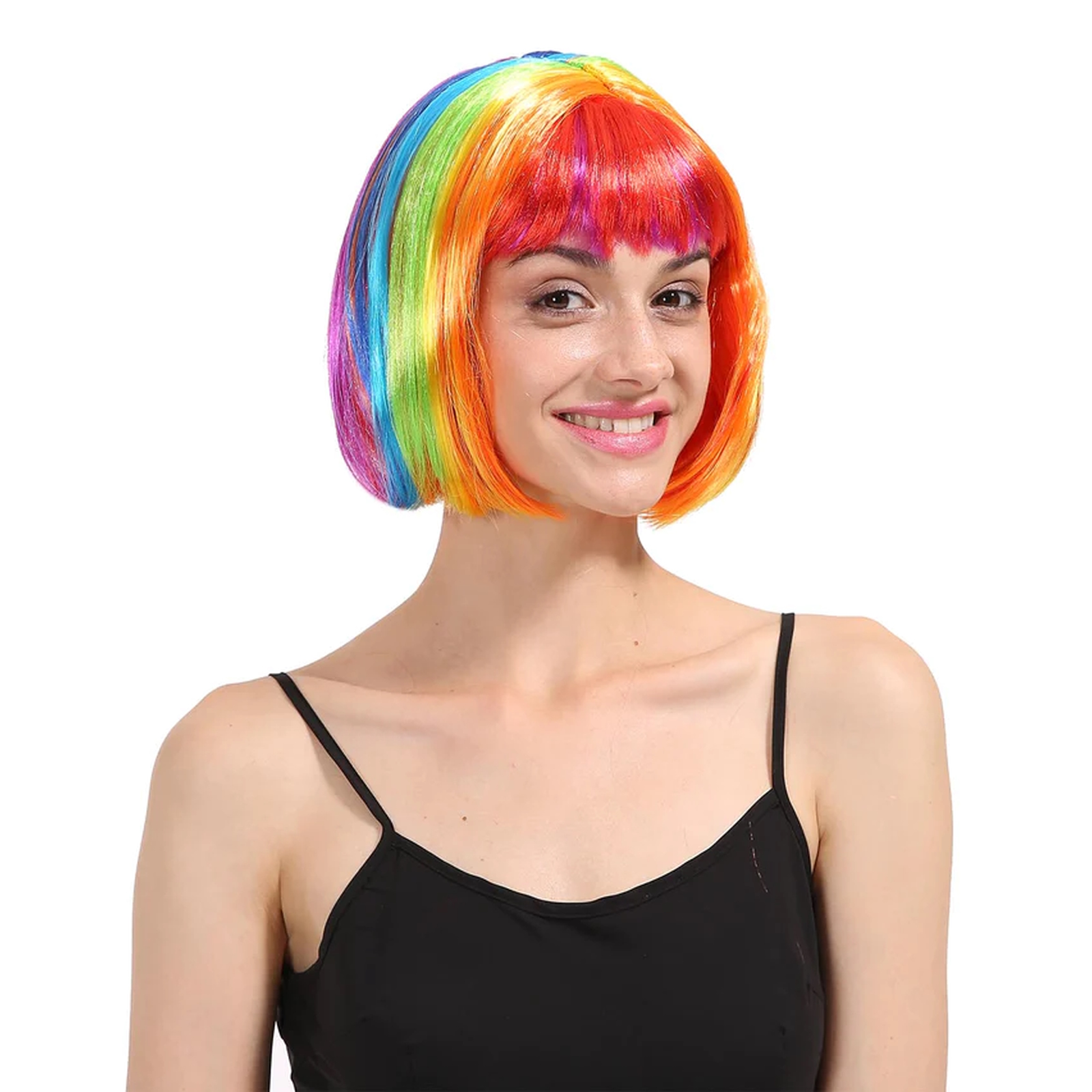 Rainbow Bob Wig With Fringe