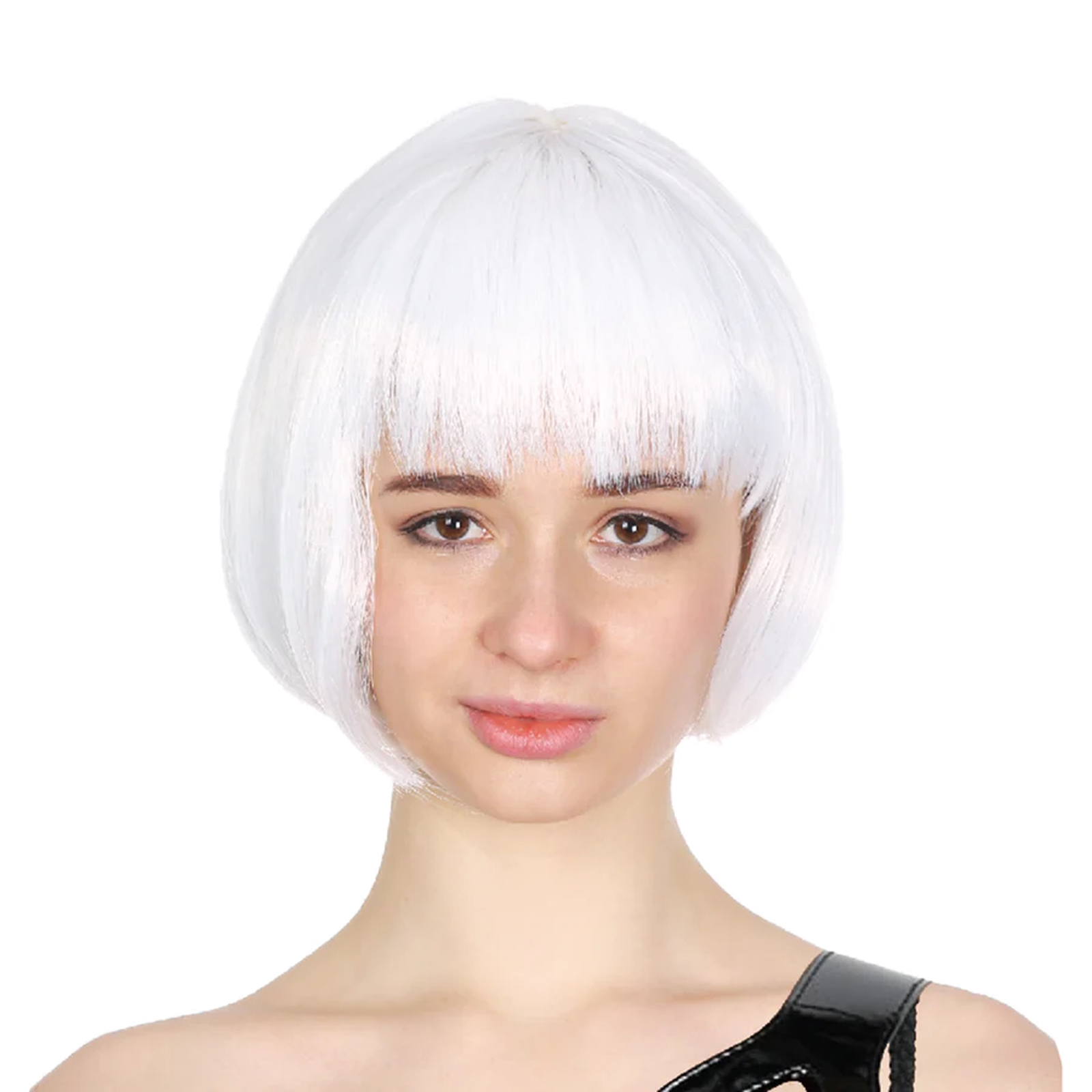 White Bob Wig With Fringe