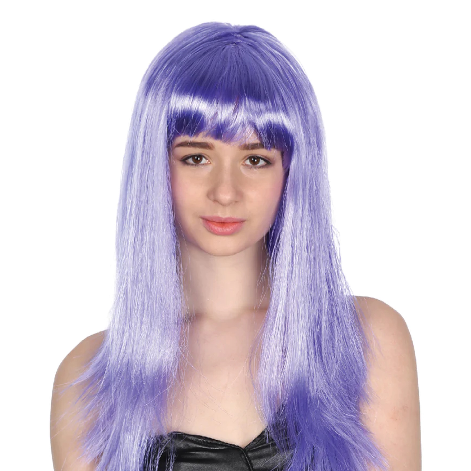 Purple Long Glamour Wig With Fringe