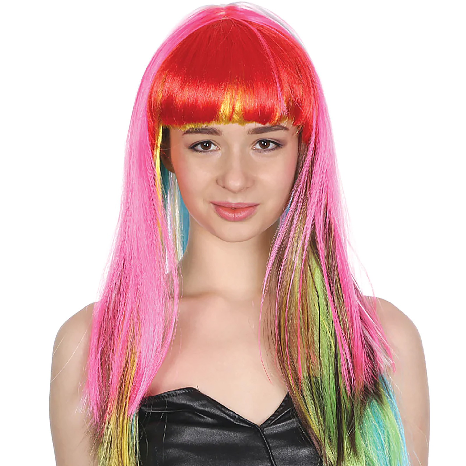 Rainbow Punk Rock Long Wig With Fringe