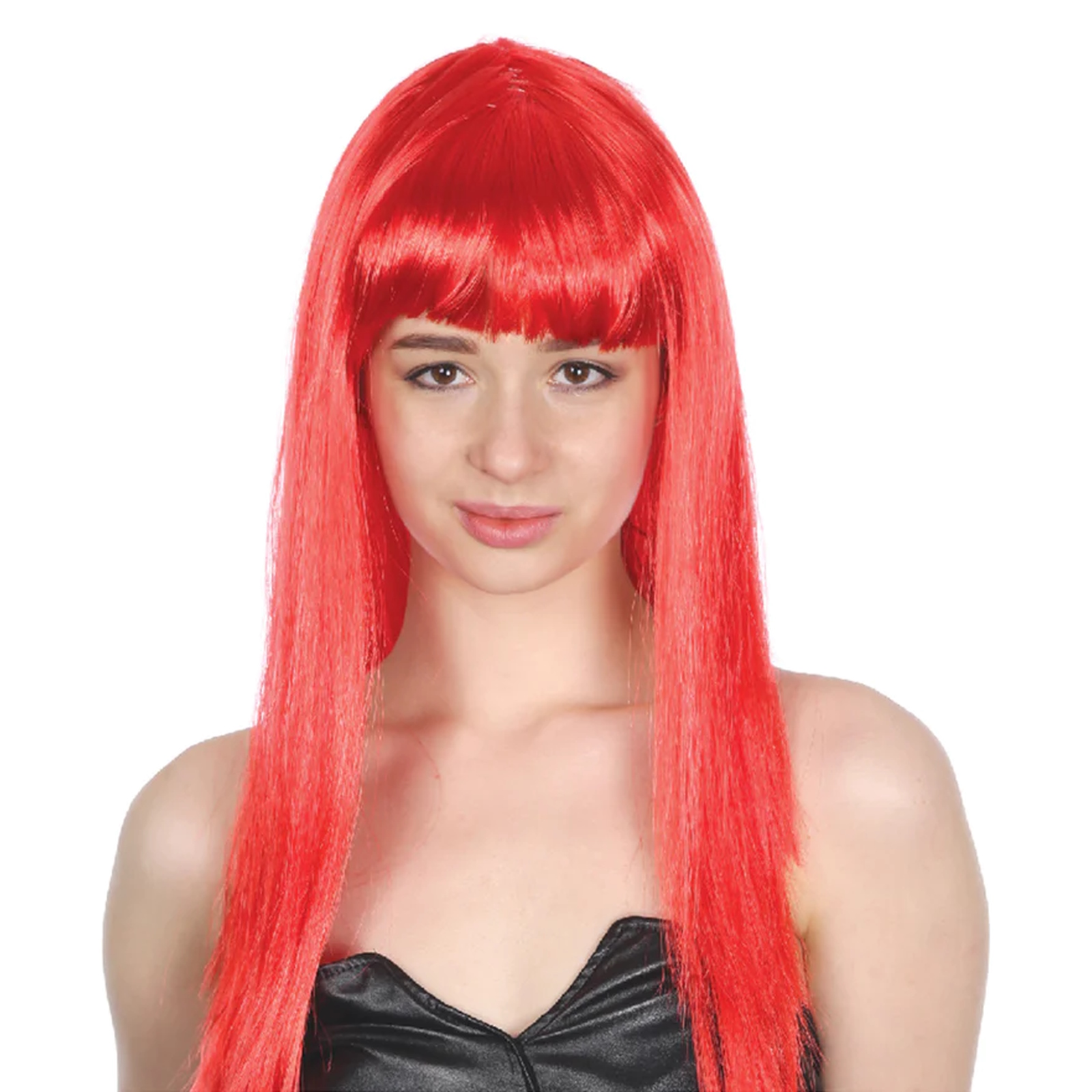 Red Long Glamour Wig With Fringe