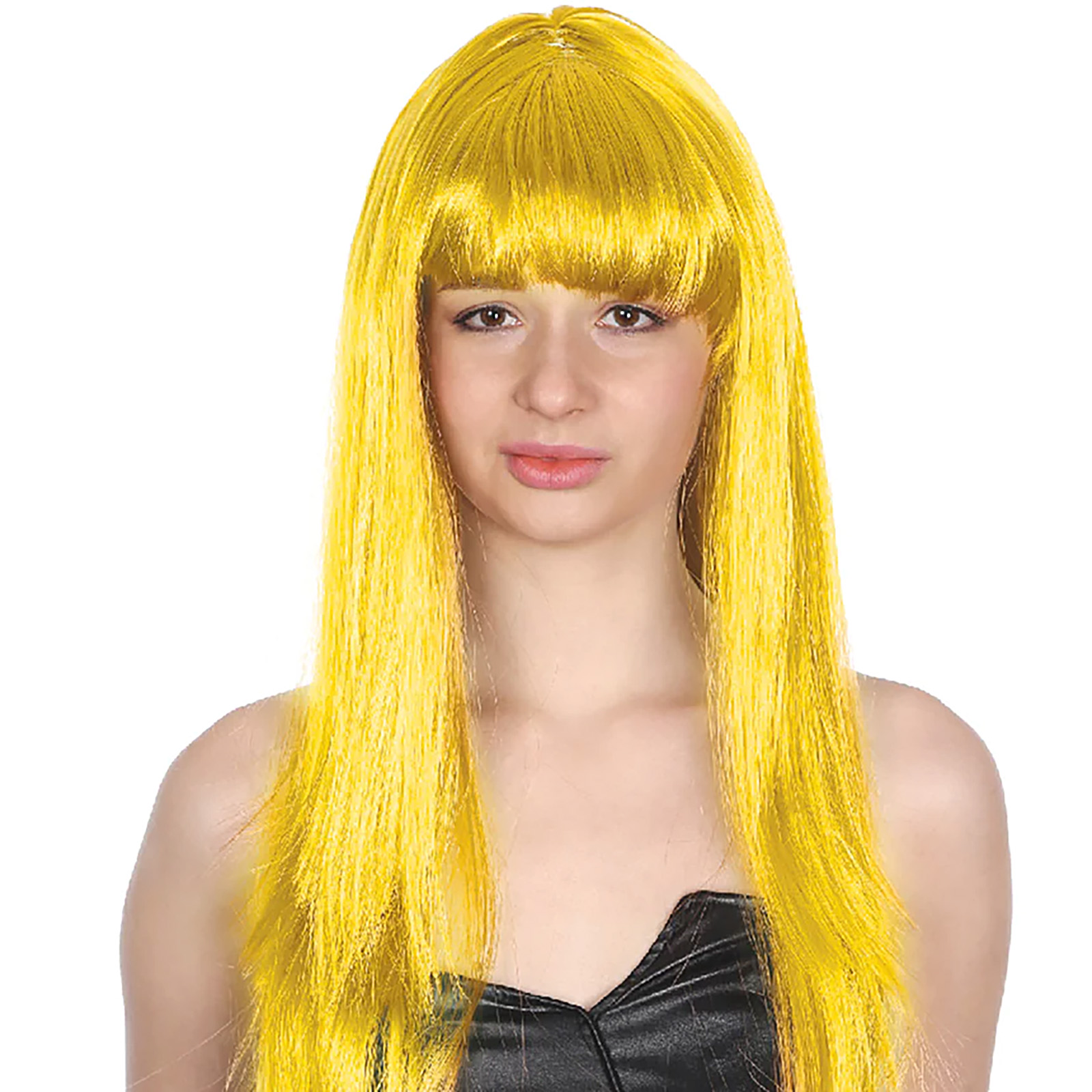 Yellow Long Glamour Wig With Fringe