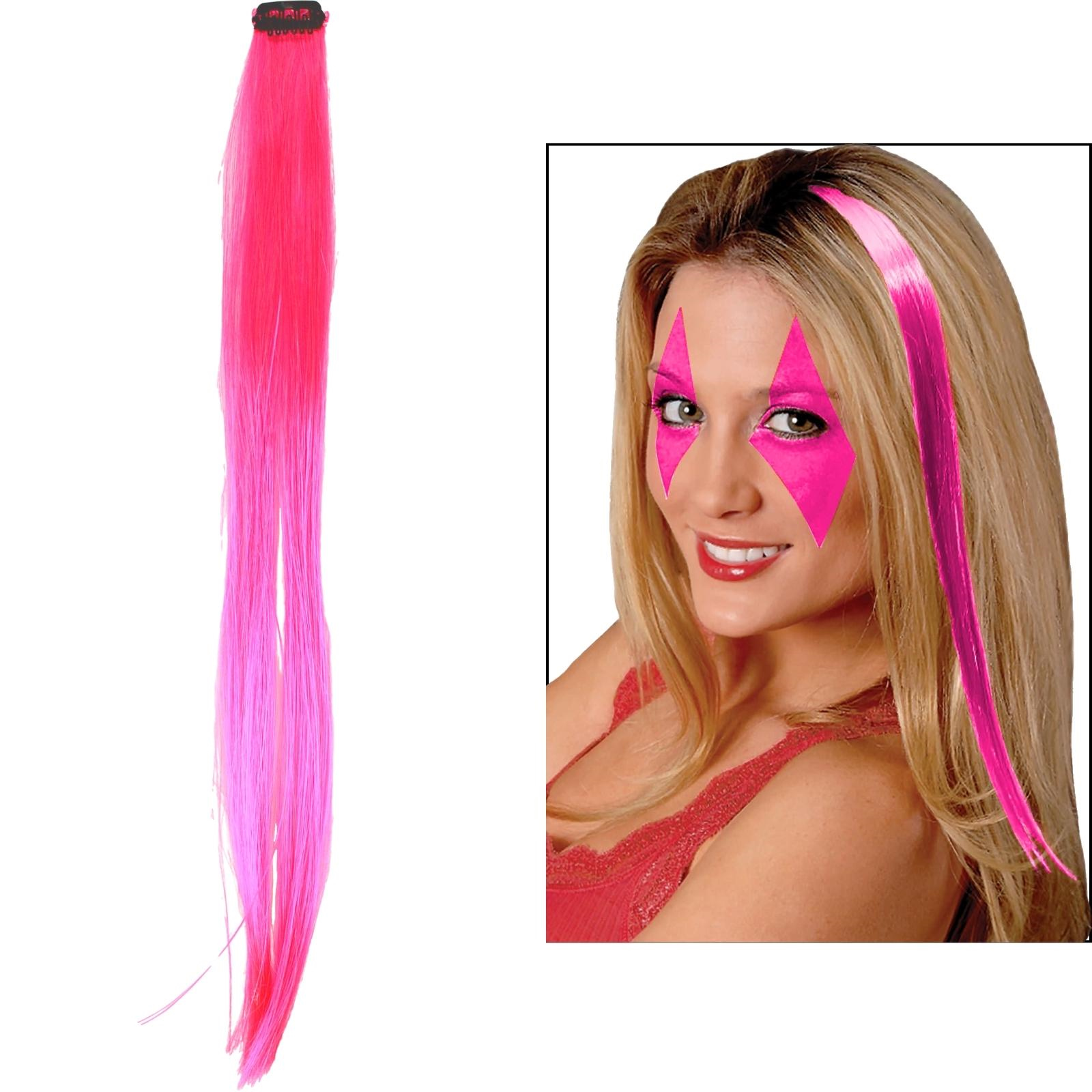 Neon Pink Clip In Hair Extension 