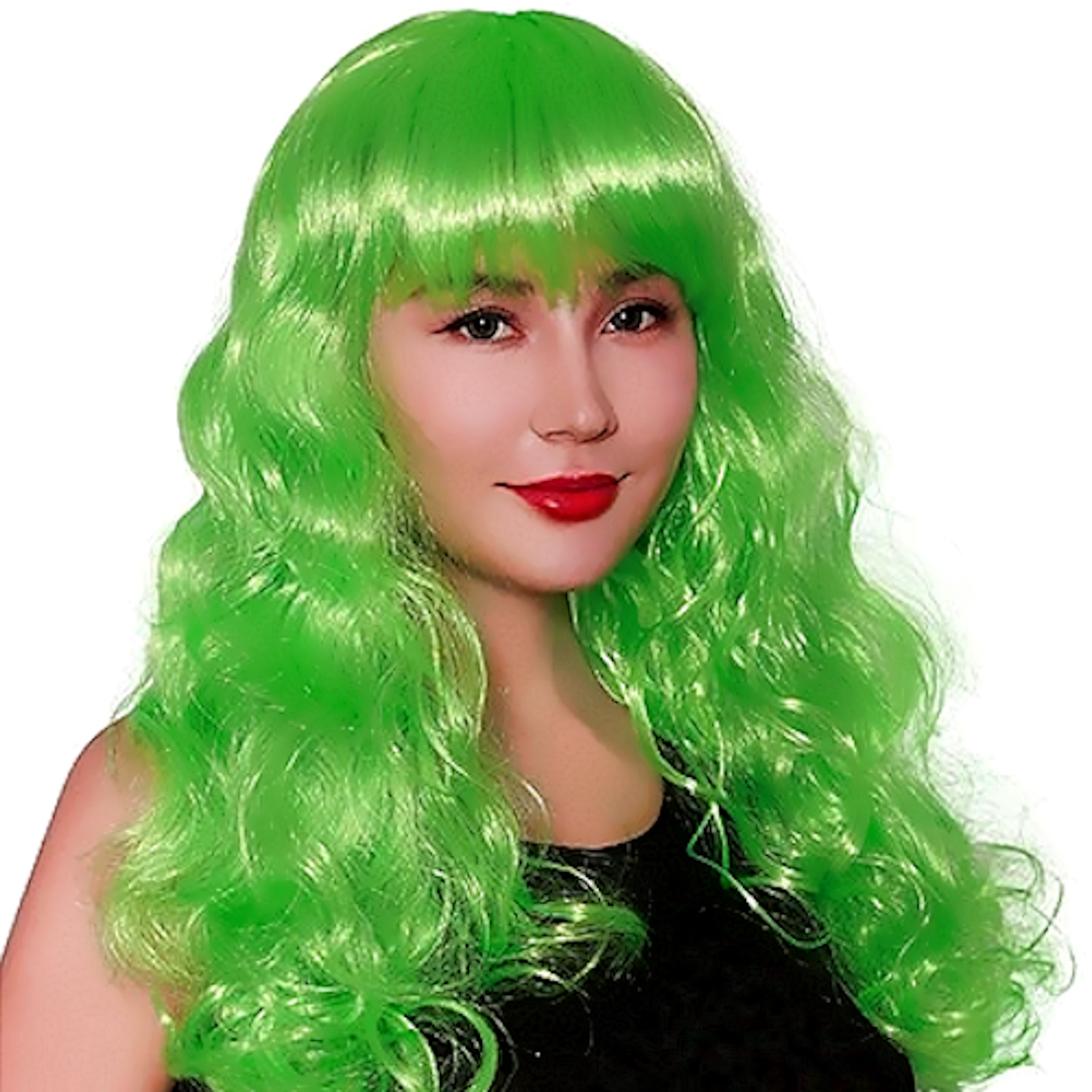 Adult Lime Green Wavy Long Wig Adults General Wigs Wigs Costume Accessories Fashion For Fun Fashion For Fun