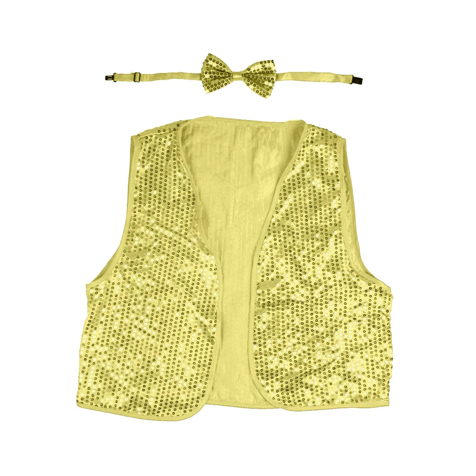 Kids Gold Sequin Bow Tie And Vest Set One Size