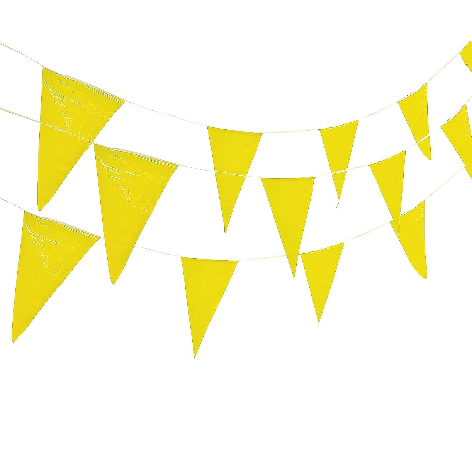 Yellow Large Plastic Pennant Banner 30m