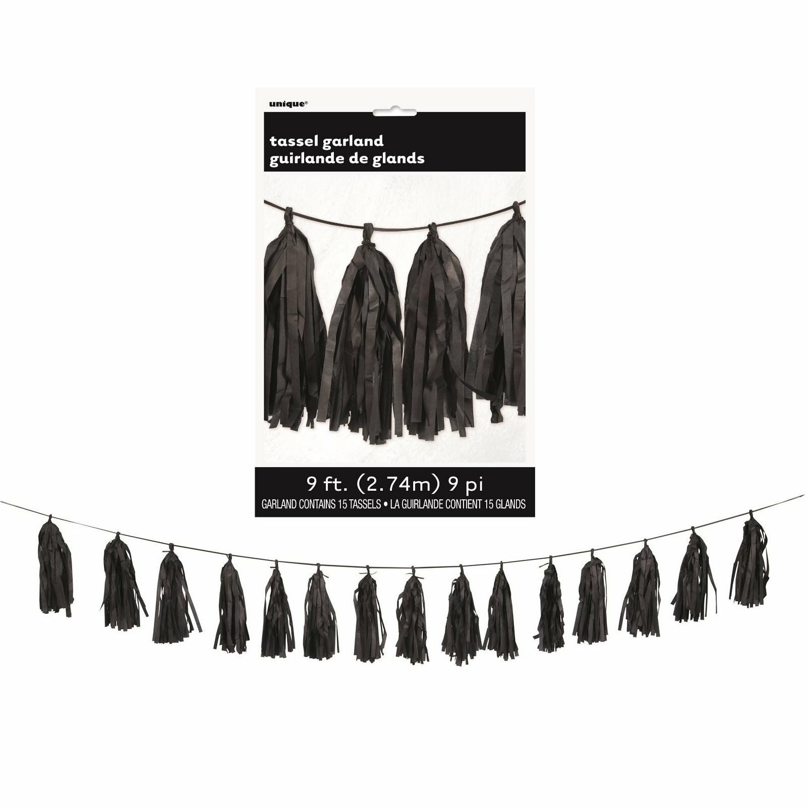 Black Tissue Paper Tassel Garland