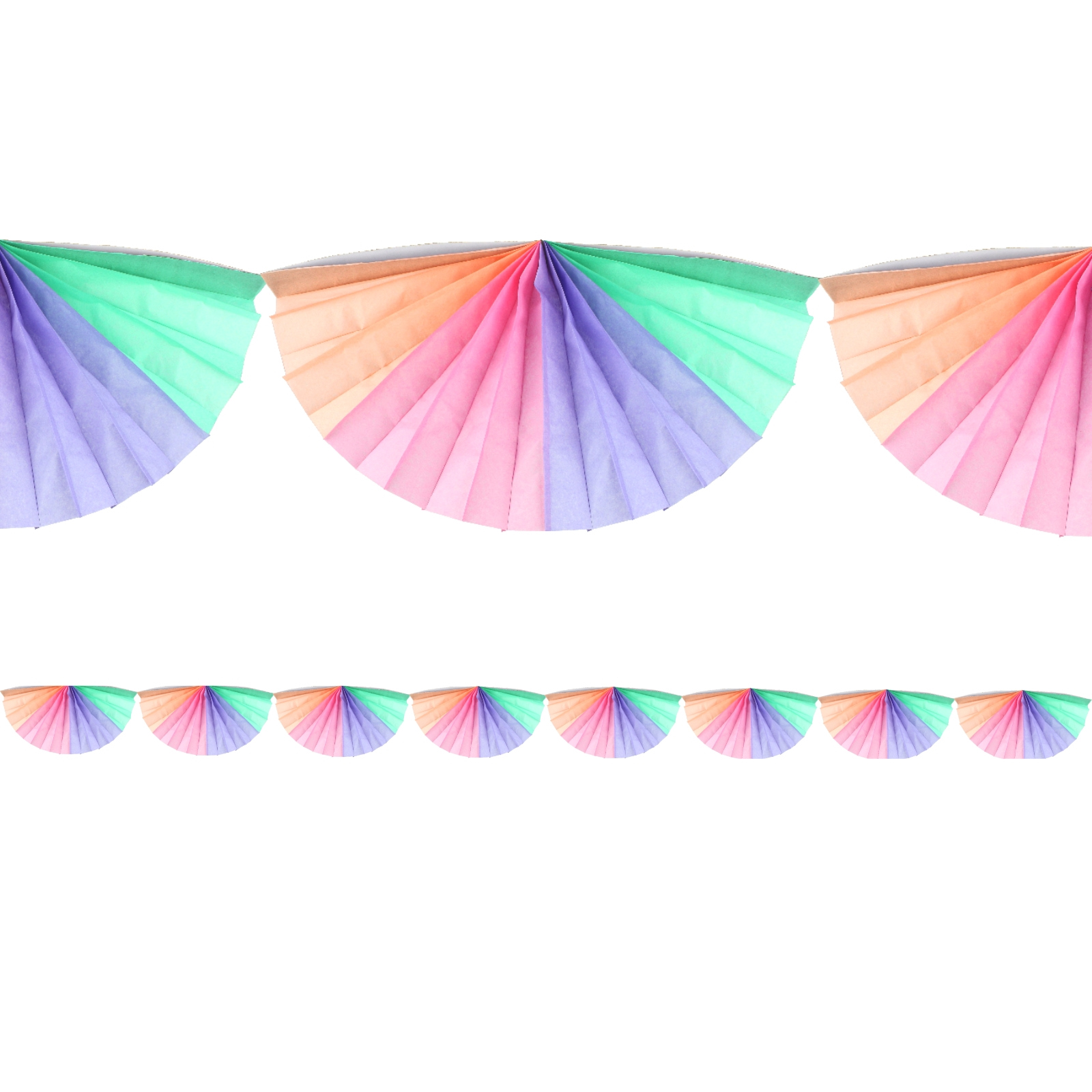 Pastel Pink, Mint, Purple & Coral Fan Garland Banner