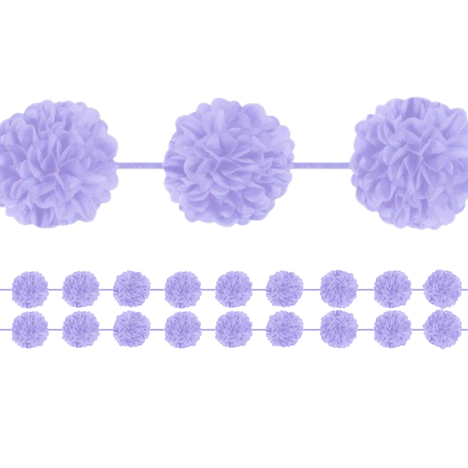 Lilac Tissue Paper Puff Ball Garland Banners (Pack of 2)