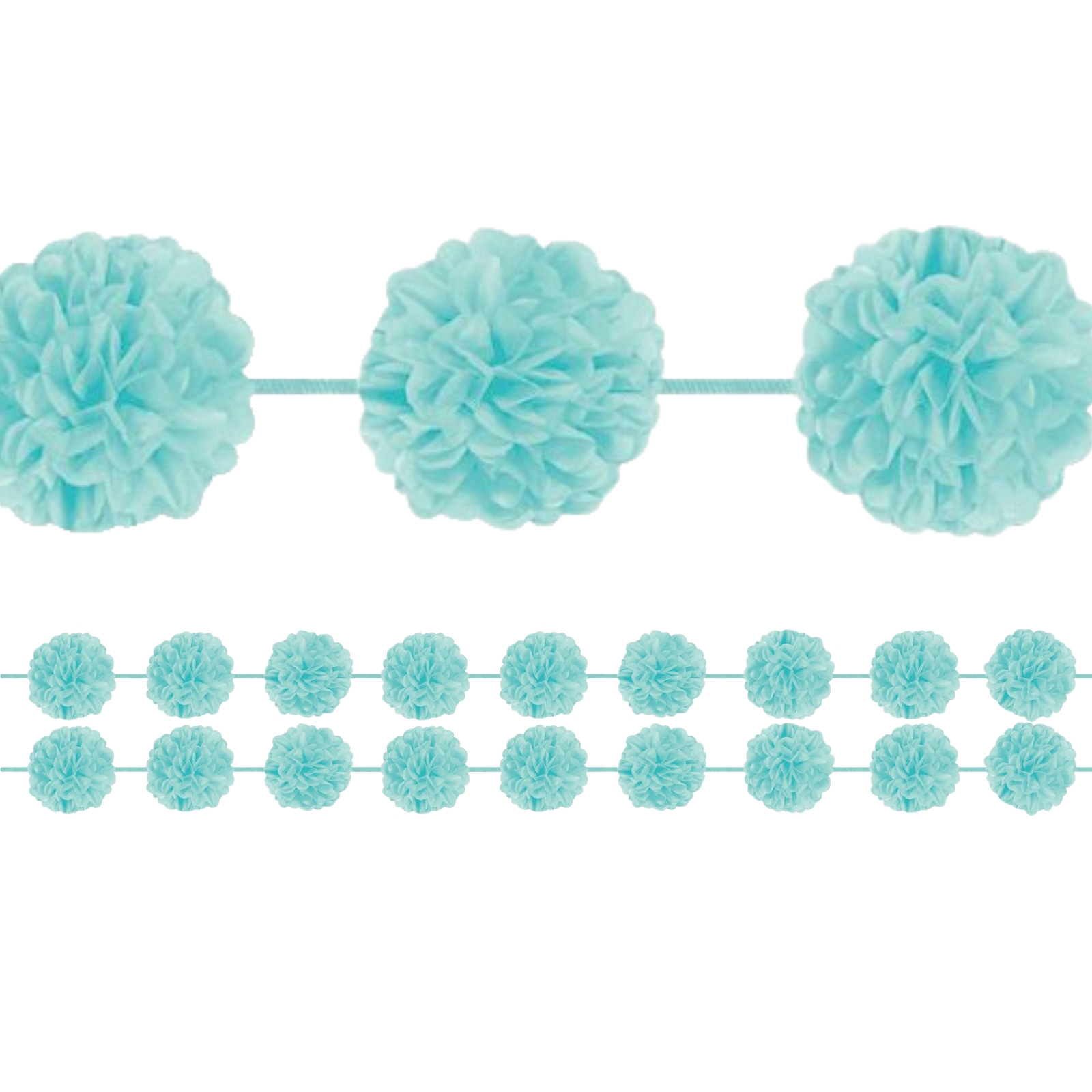 Turquoise Tissue Paper Puff Ball Garland Banners (Pack of 2)