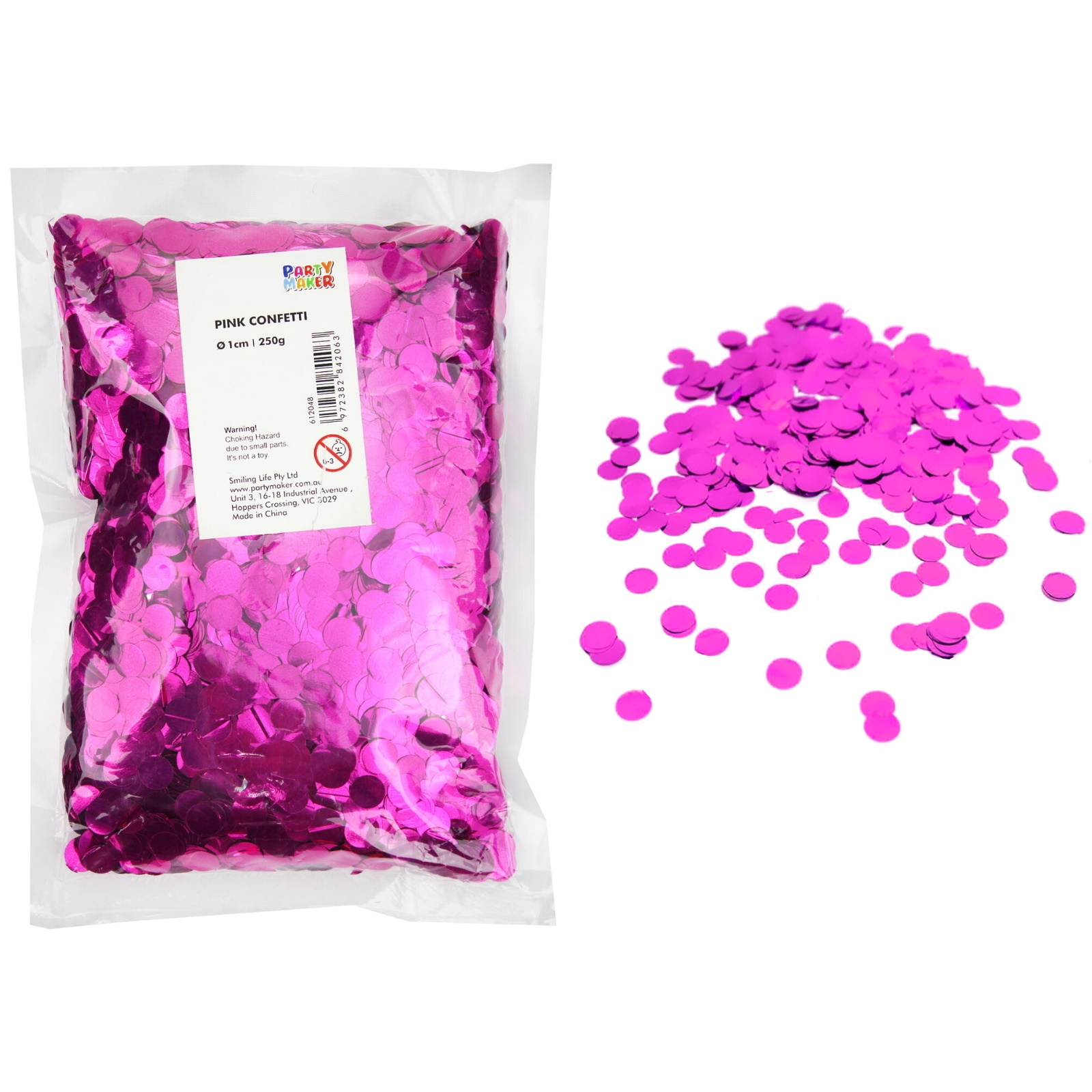 Bulk Metallic Hot Pink Confetti 1cm (250g)