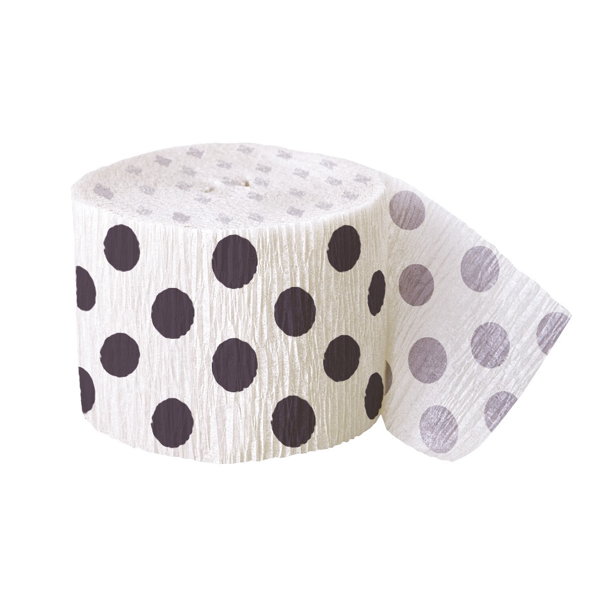 Black Polkadot Crepe Streamer