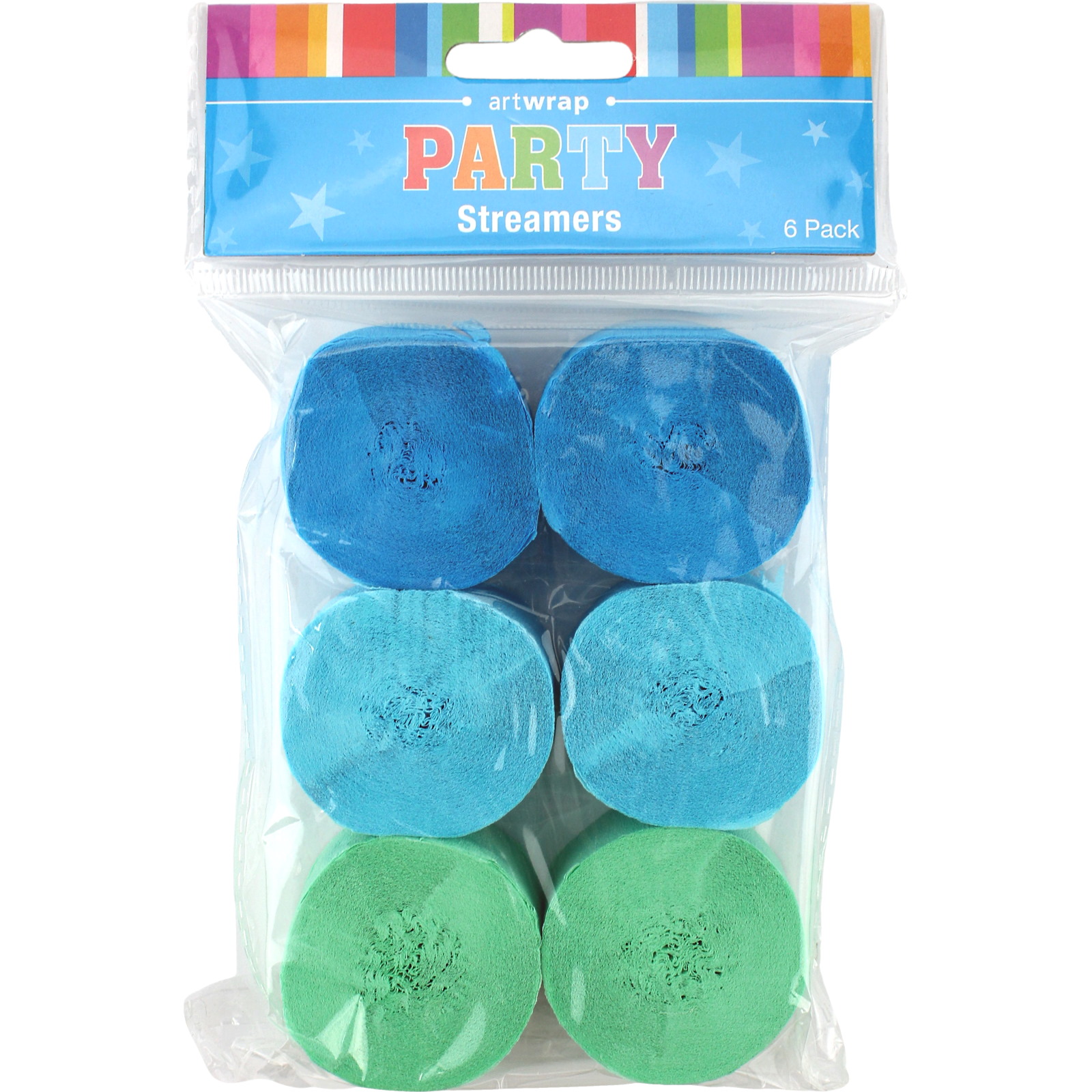 Blue & Green Crepe Paper Streamers (Pack of 6)
